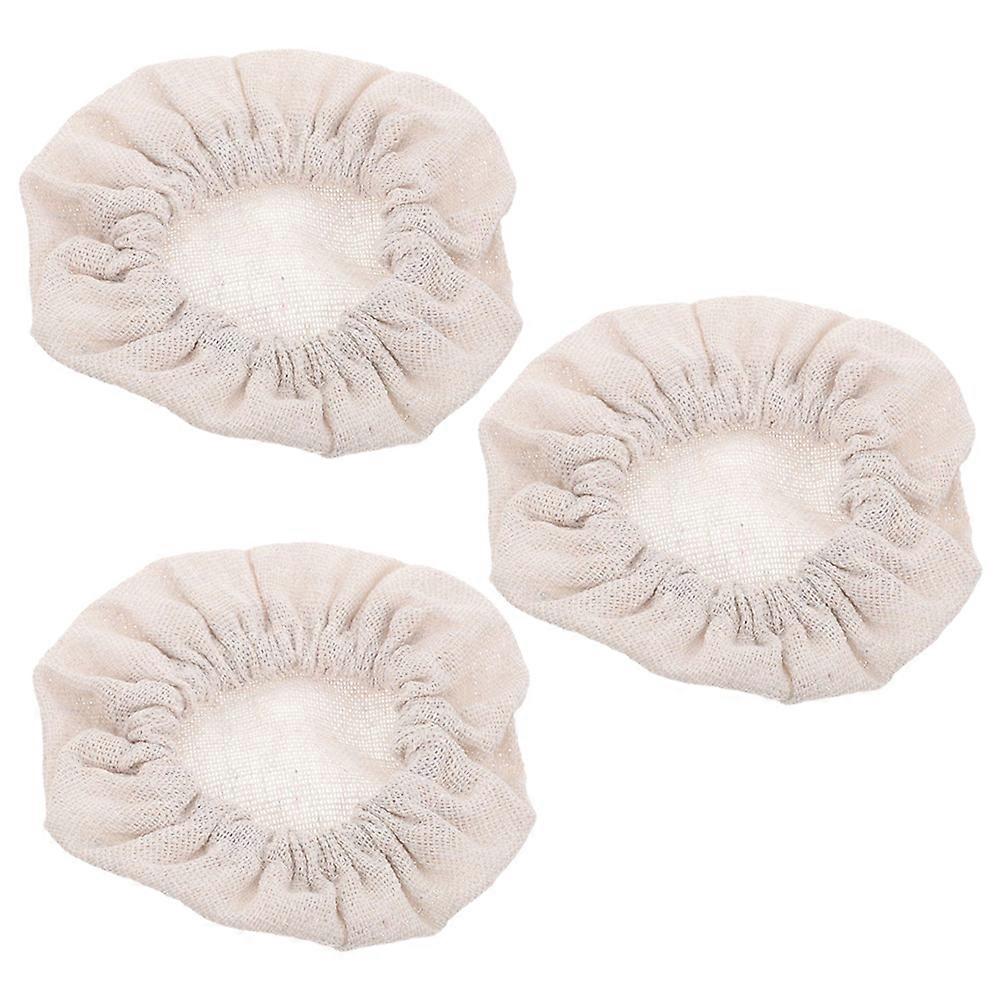 Sourdough Starter Jar Covers Cloth 3Pcs Round Covers For Home Users 9X9CM Beige Practical Fermentation