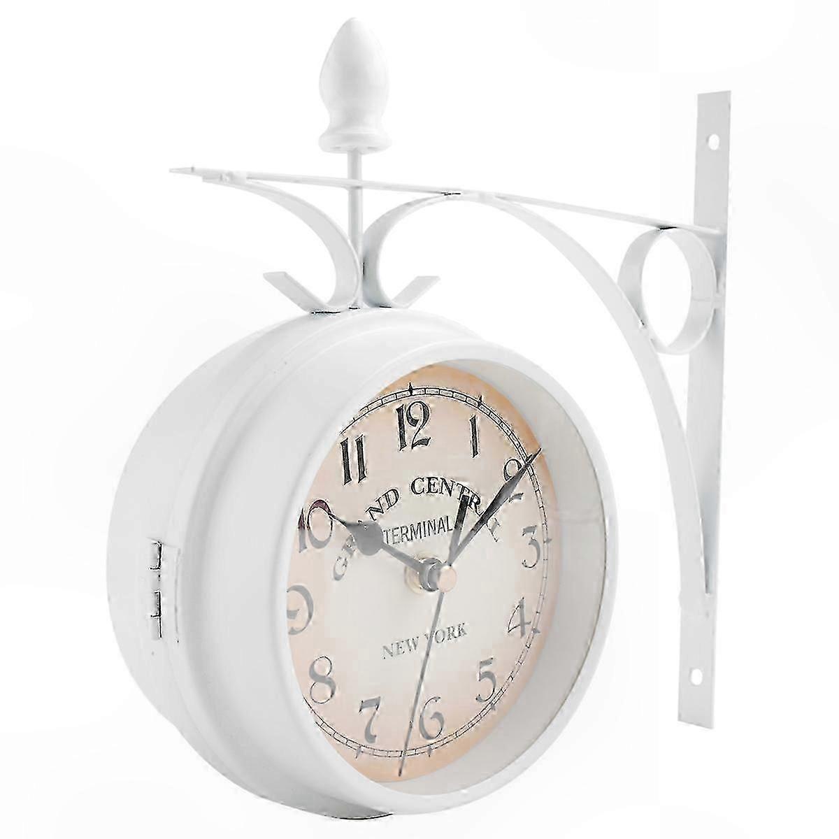 Retro Double-Sided Round Wall Clock with Chandelier Design for Home Decor Vintage Hanging Timepiece