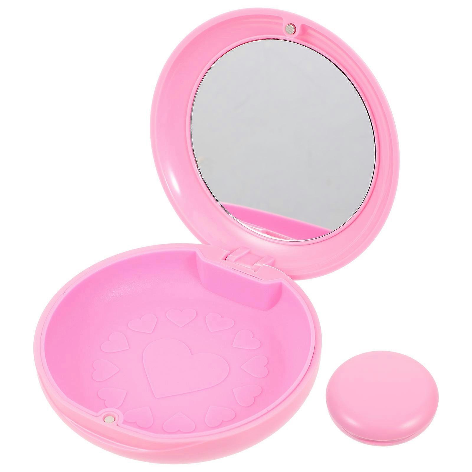 Small Denture Case Brace Carrying Box for Storage 3Pcs Practical Pink