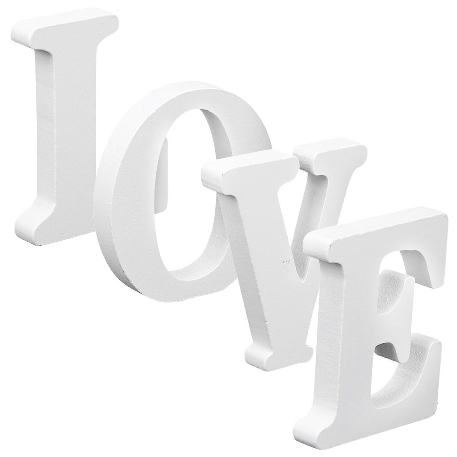 Love Table Sign 4 Sets Rustic Appearance Decoration Perfect For Valentine's Day Atmosphere Enhancement 10X9CM White