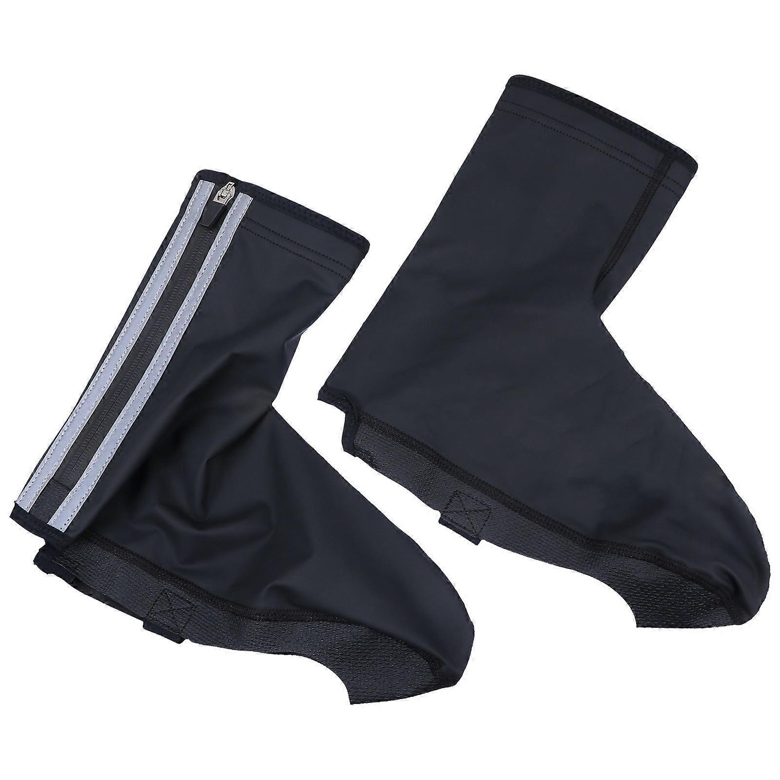 Cycling Shoe Protectors 1 Pair Waterproof Overshoes Warm Riding Shoes For Winter Riding Black Elastic Fabric With Protection Function