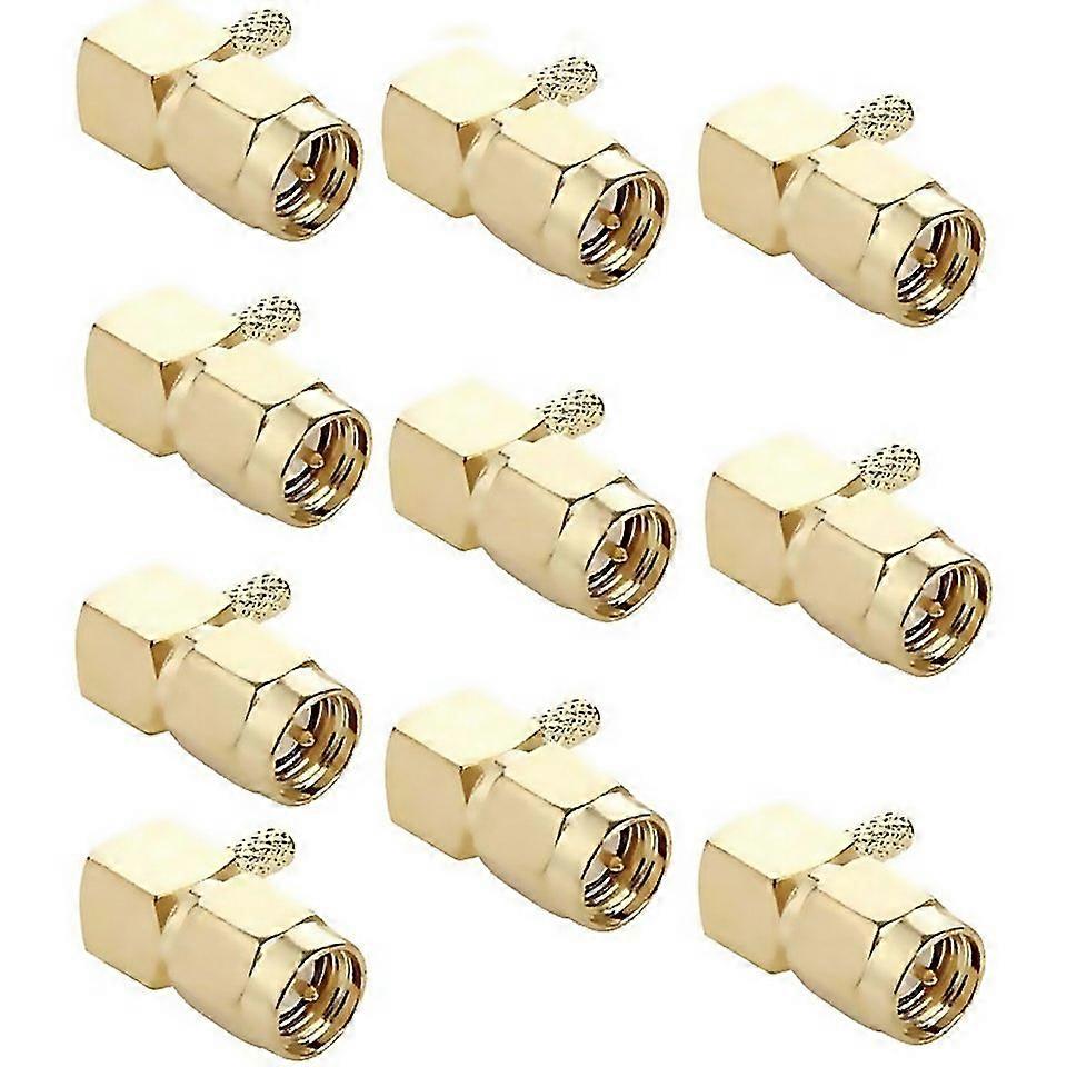For 10 Pcs Plated Crimp Sma Male Plug 90 Degree Right Angle Rf Connector Adapter For Rg174 Rg316 Rg1
