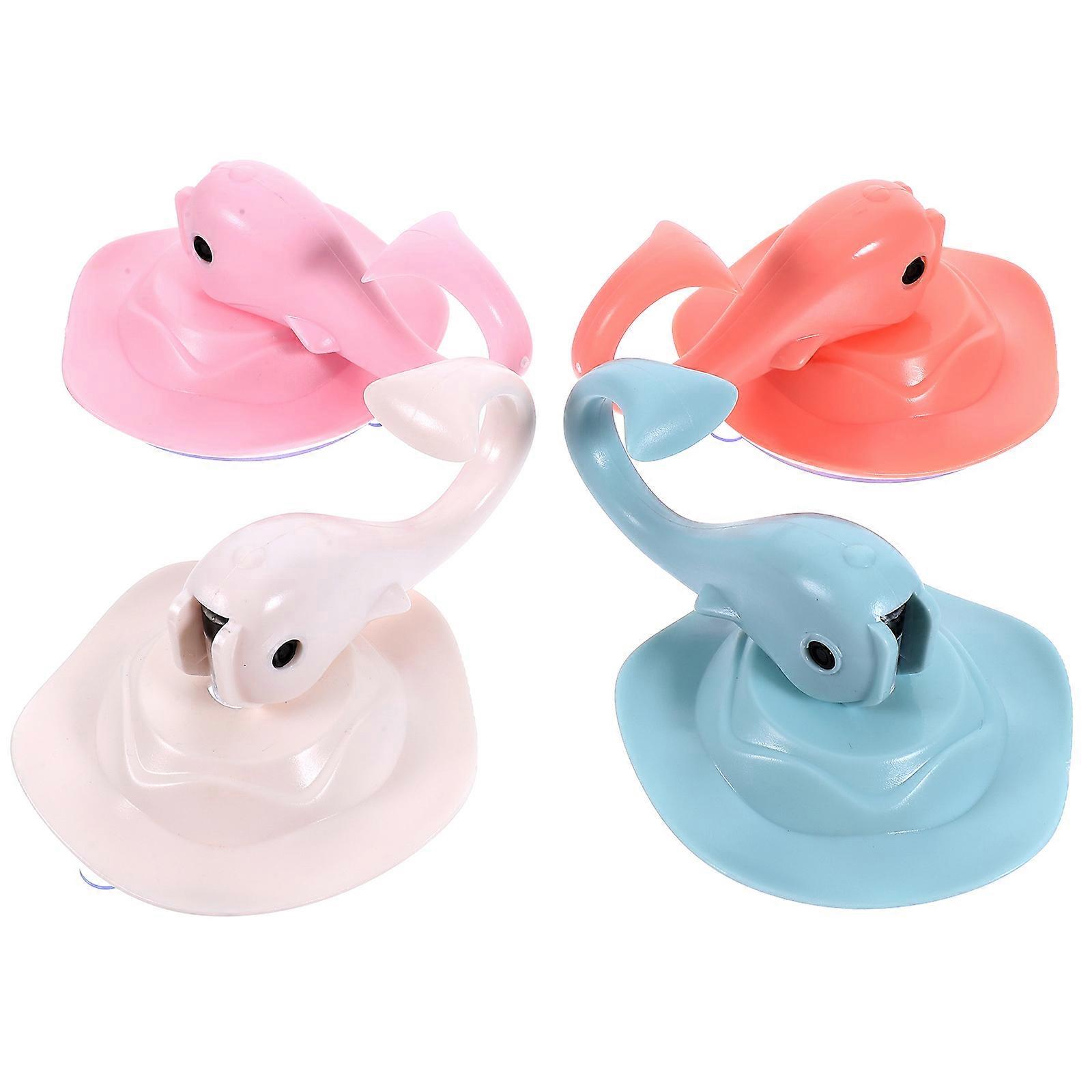 4Pcs Suction Cup Hangers Whale Shape Used In Bathroom Kitchen Toilet Assorted Color PC Material Suction Technology