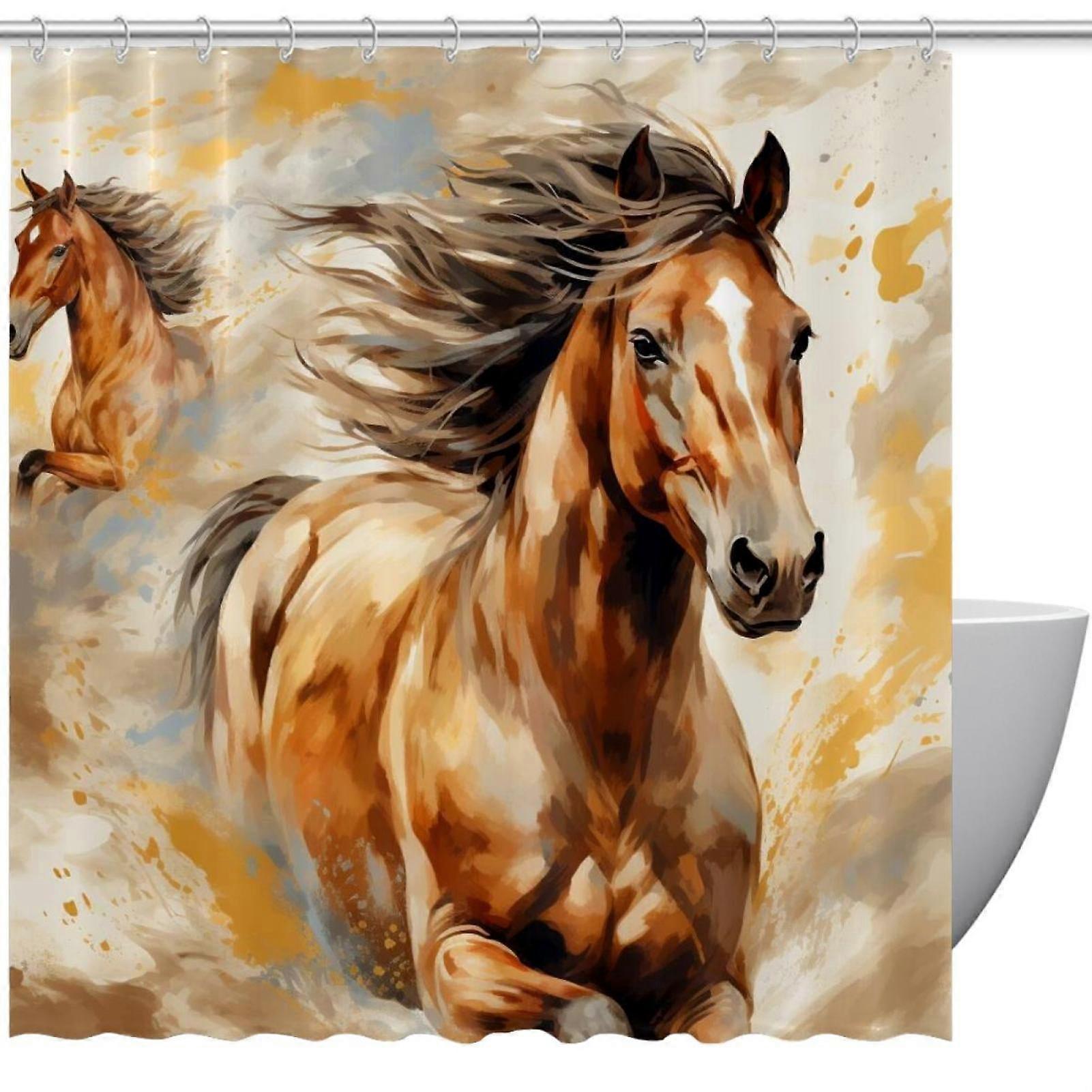 Shower Curtain with Grommets and Hooks Horse Shower Curtains 66" x 72" Bathroom Curtains Decor