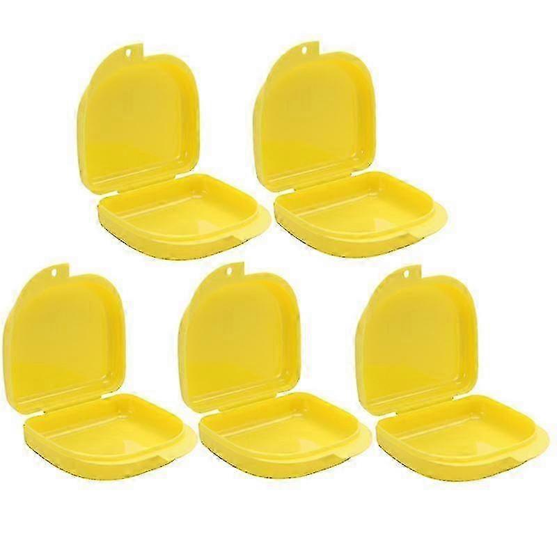 Mouth Guard Case, 5pcs PP Portable Storage Box with Strainer for Denture Retainer