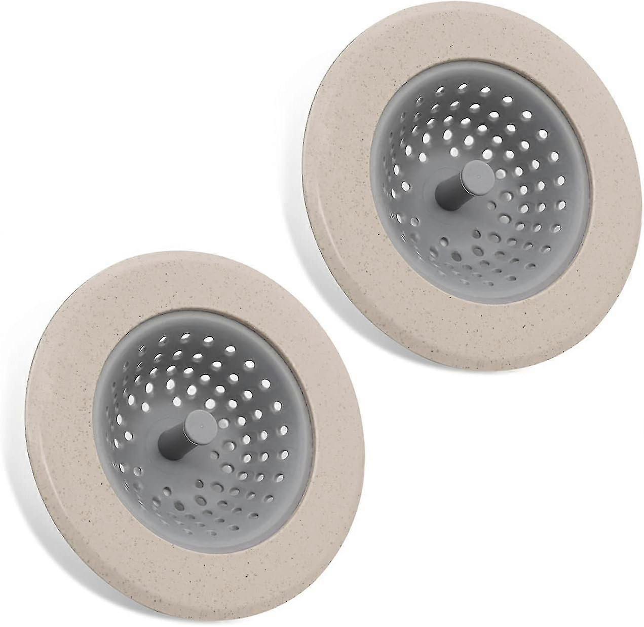2er-Pack Abflusssieb für Küchenspüle, Silikon-Spülbeckensieb für Lebensmittel, Abflussabdeckung, Küchenspülkorb für Küchenspüle (Khaki)
