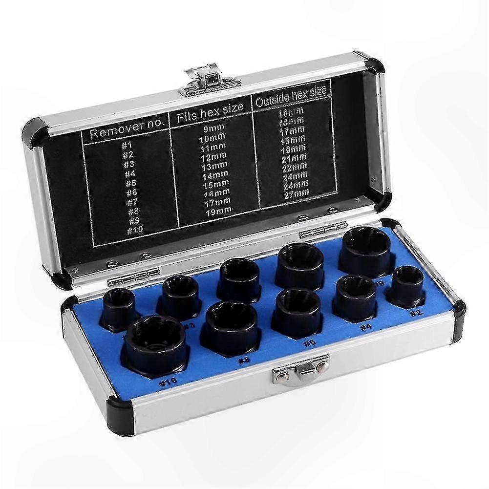 Damaged Bolt and Nut Removal Tool Kit - 10-Piece Screw Extractor Set for Metal Fastener Extraction