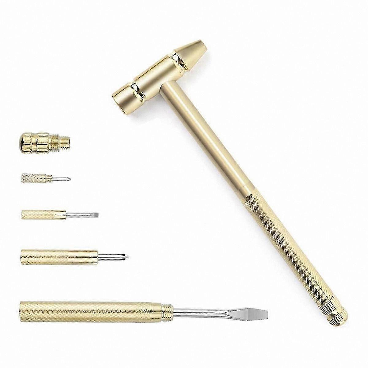 Copper Hammer and Screwdriver Set, Rust-Resistant Hand Tool Ideal for Walnut Cracking