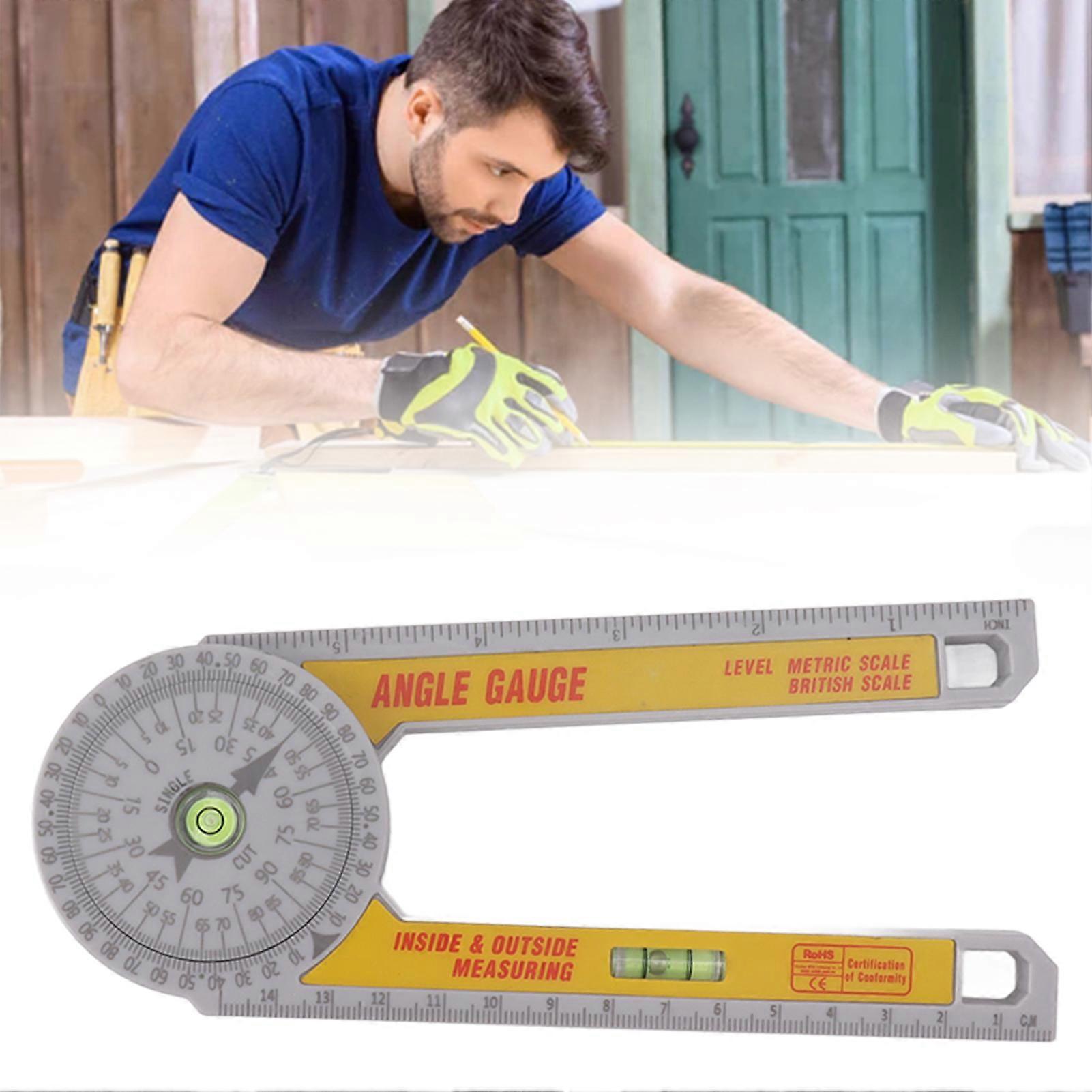 Miter Saw Protractor ABS Angle Measurement Finder Gauge Cutting Guide Tool with Bubble Level 