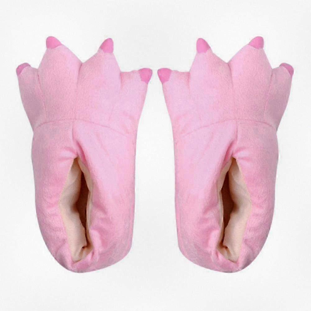 Fun Plush Animal Slippers with Dinosaur Paw Design for Adults and Kids