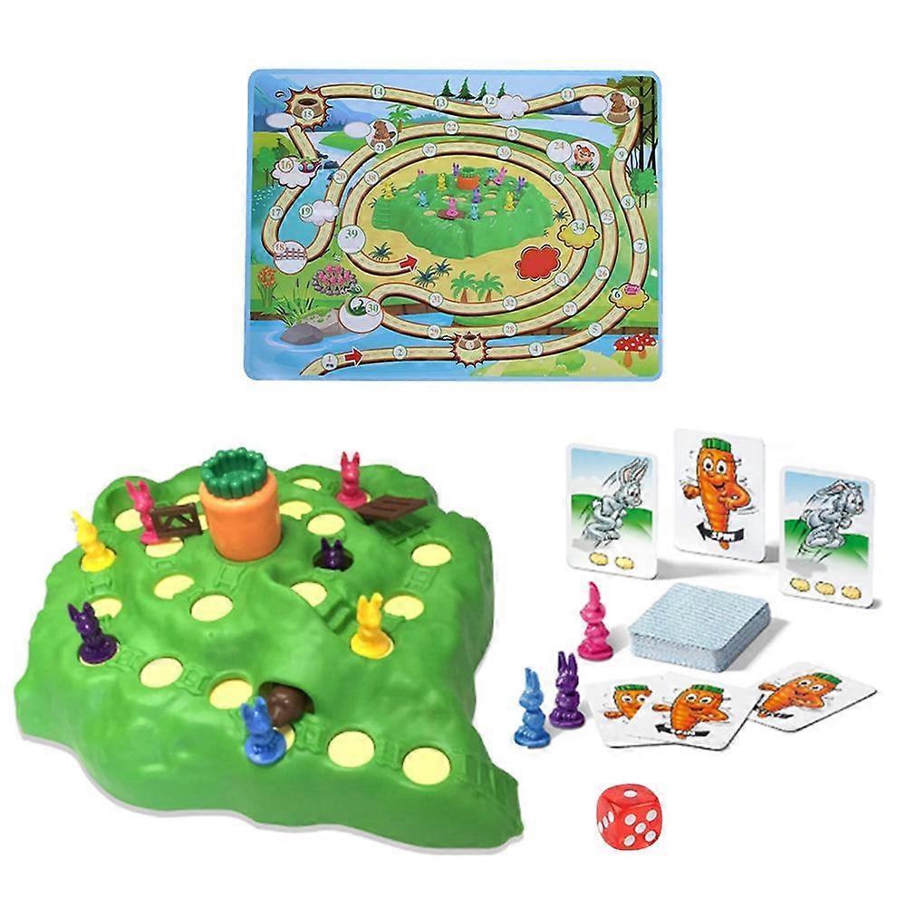 For Funny Bunny Game Set 3D Action Board Game For Kids Family Party With 16 Rabbit Tokens 24 Cards