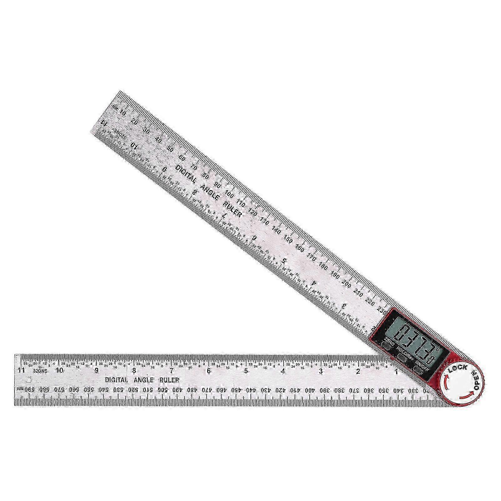 360 Digital Display Angle Finder - Durable Stainless Steel Portable Electronic Measuring Ruler for Woodworking (300mm)