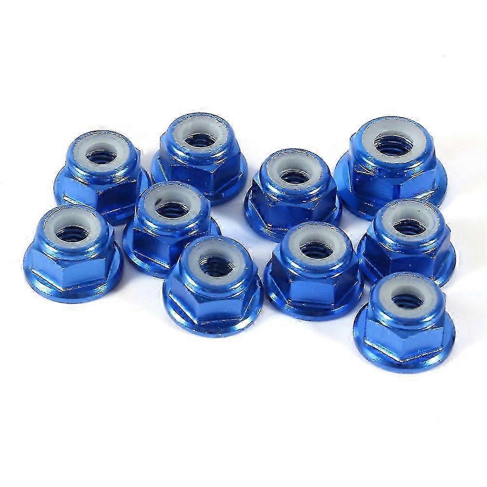 10pcs M4 Nylon Insert Selflock Aluminum Nuts Hex Lock Nut  Royal Blue