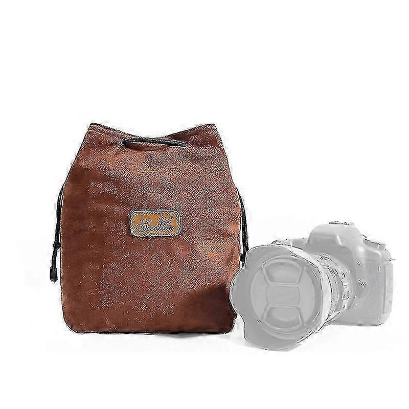 S.C.COTTON Liner Shockproof Digital Protection Portable SLR Lens Bag Micro Single Camera Bag Square Brown L