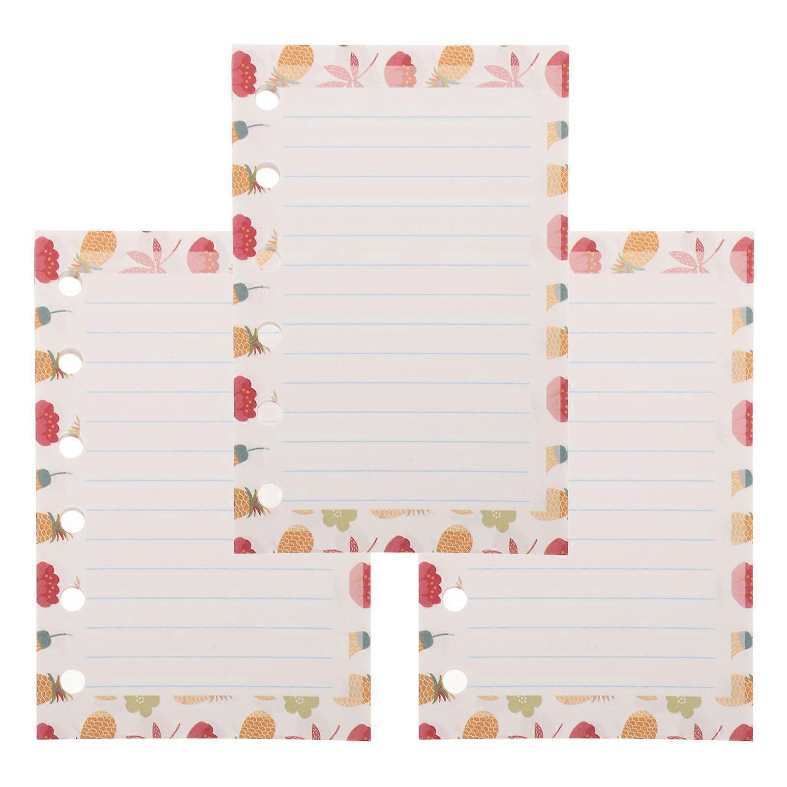 3 Pcs Creative A7 Size Loose-Leaf Papers Practical Notebook Papers Colorful Papers with 6 Hole for Home Store School
