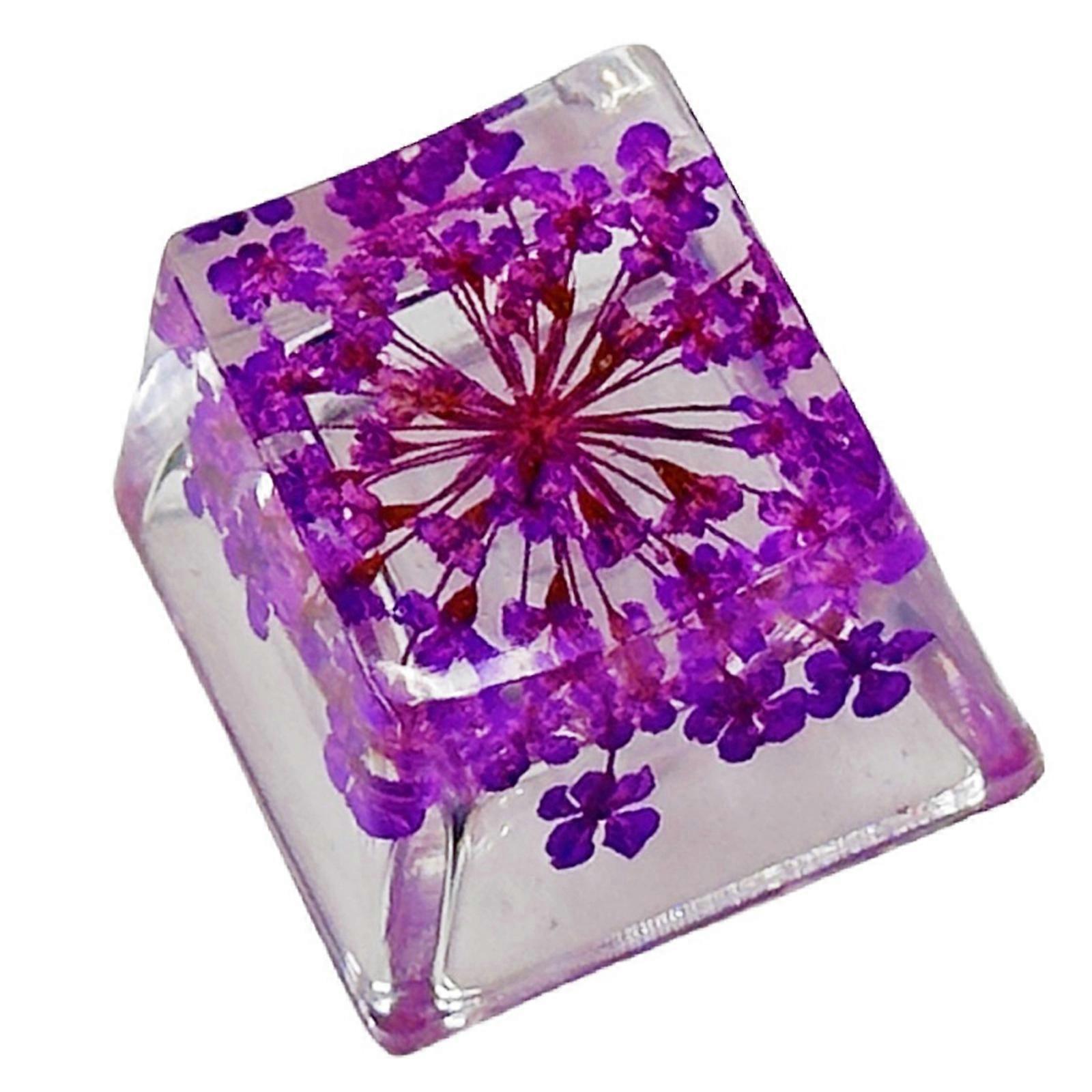 Preserved Flower Keycap Elegant Resin Floral Keycaps with Backlights 1PC for Mechanical Keyboard Customization  Purple