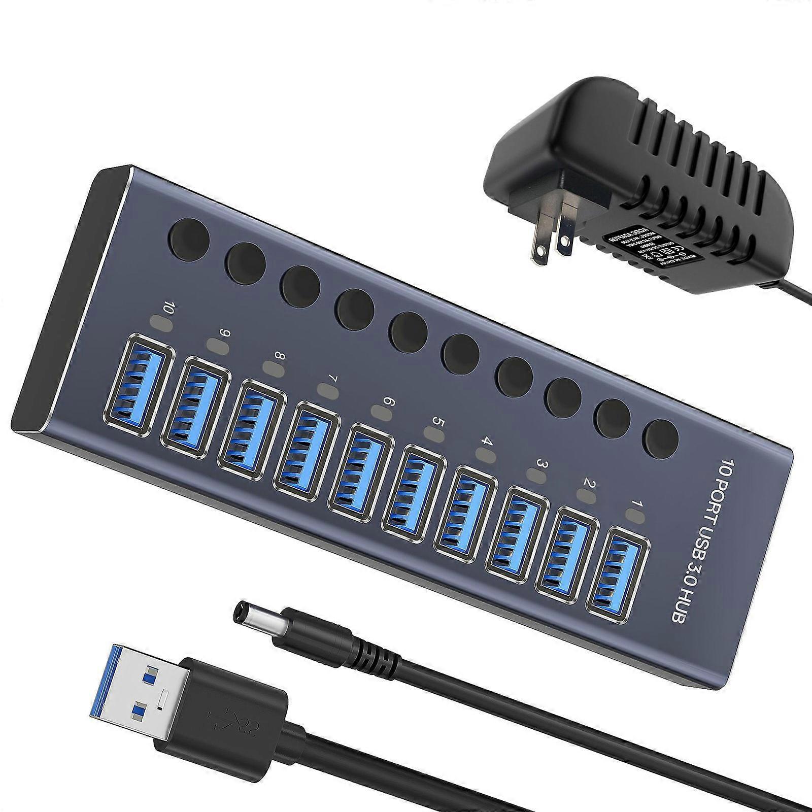 10 Port USB3.0 Hub Adapter USB Socket For Connecting Keyboards, Mouse Printers, And More At Fast Speed Data Transfer Multicolor