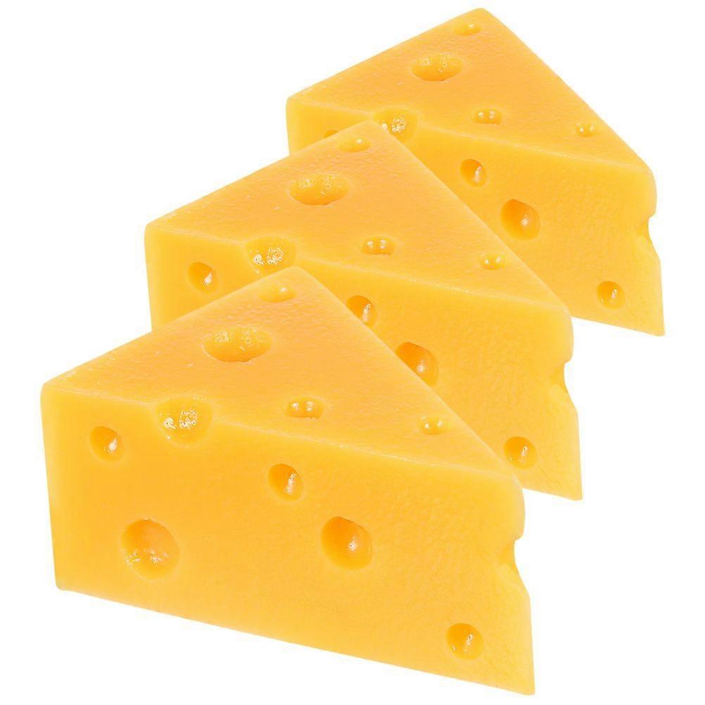 3 Pcs Artificial Cheese Fake Cheese Model Simulation Triangle Cheese Realistic Dessert Food For Kitchen Bakery Shop Home Display Photo Props