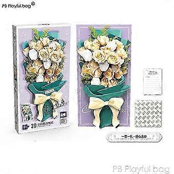 w 3D Flower Puzzle Stereoscopic Rose Tulip Bouquet Paper Carved Flowers Valentine's Day Gift Children's DIY Puzzle Toys UG327