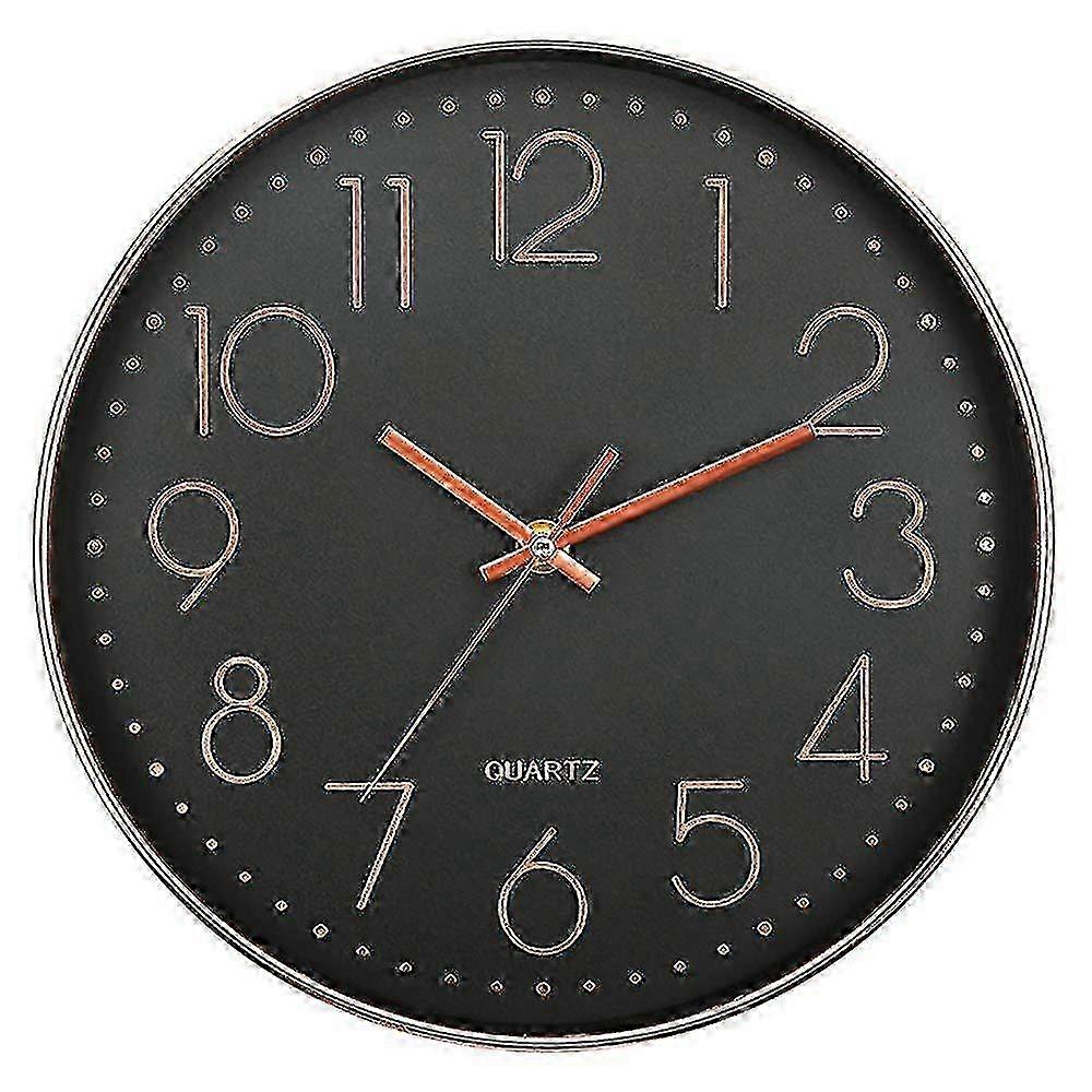 Relógio de Parede Silencioso Redondo - Quartzo de 12 Polegadas Operado por Bateria para Casa Moderna