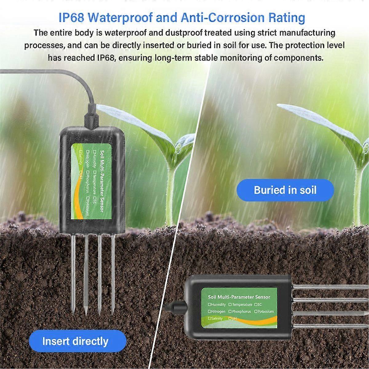 Soil Sensor PH EC Moisture Temp Humidity Salinity Tester for Agriculture Farming