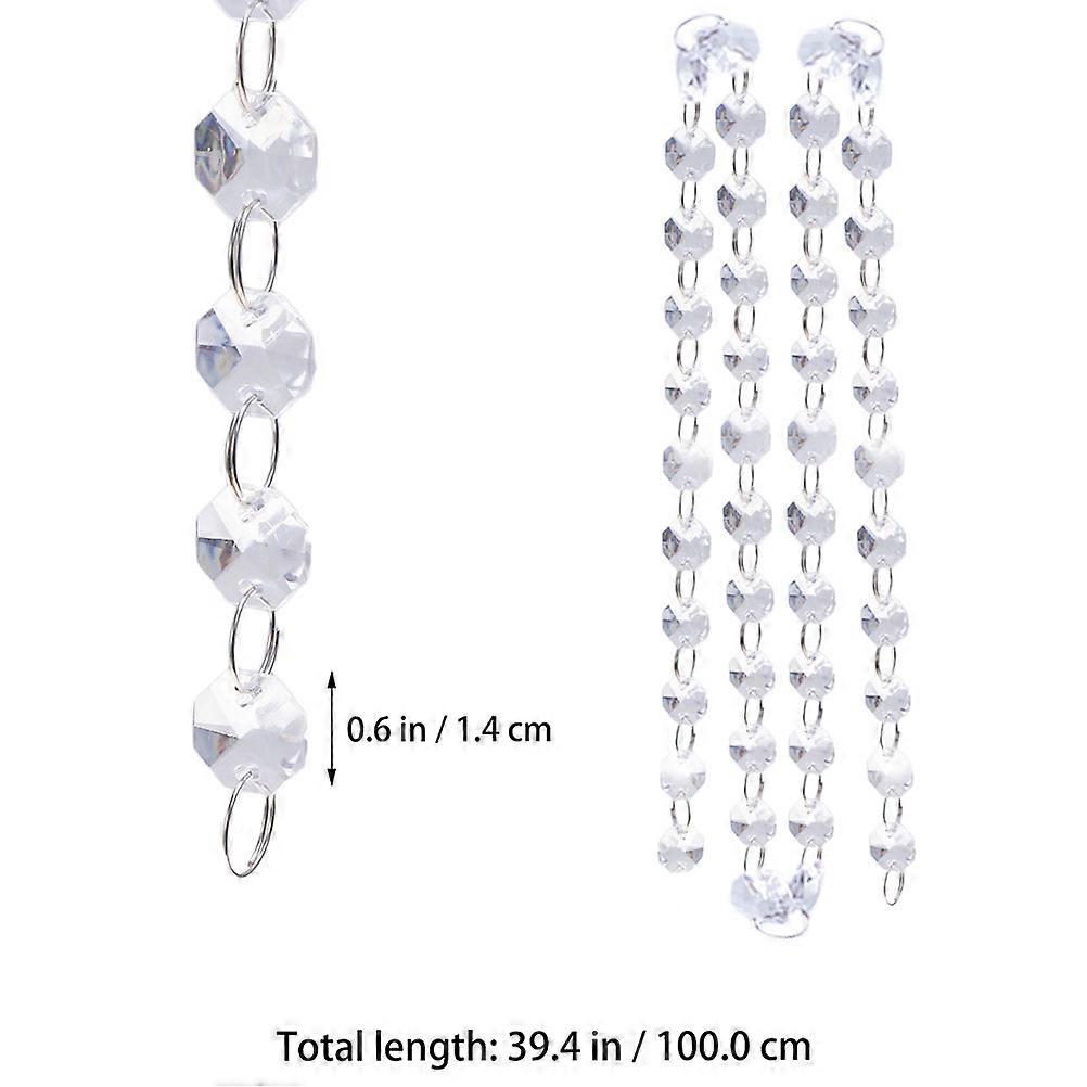 5pcs Crystal Clear Beads String Shiny Tassel Pendant for Centerpiece Window Hanging Lamp Decoration (14mm Ordinary Install Can Be 1m)