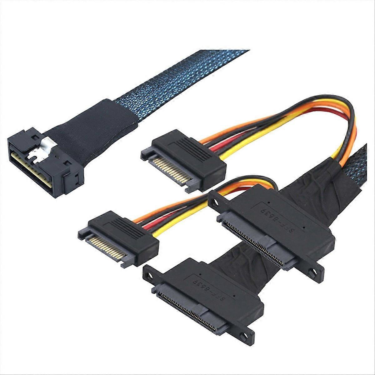 PCI-E Slimline LP Low Profile SFF-8654 8I 74P to 2X SFF-8639 U.2 U2 15P Power NVME for SSD Cable 1M