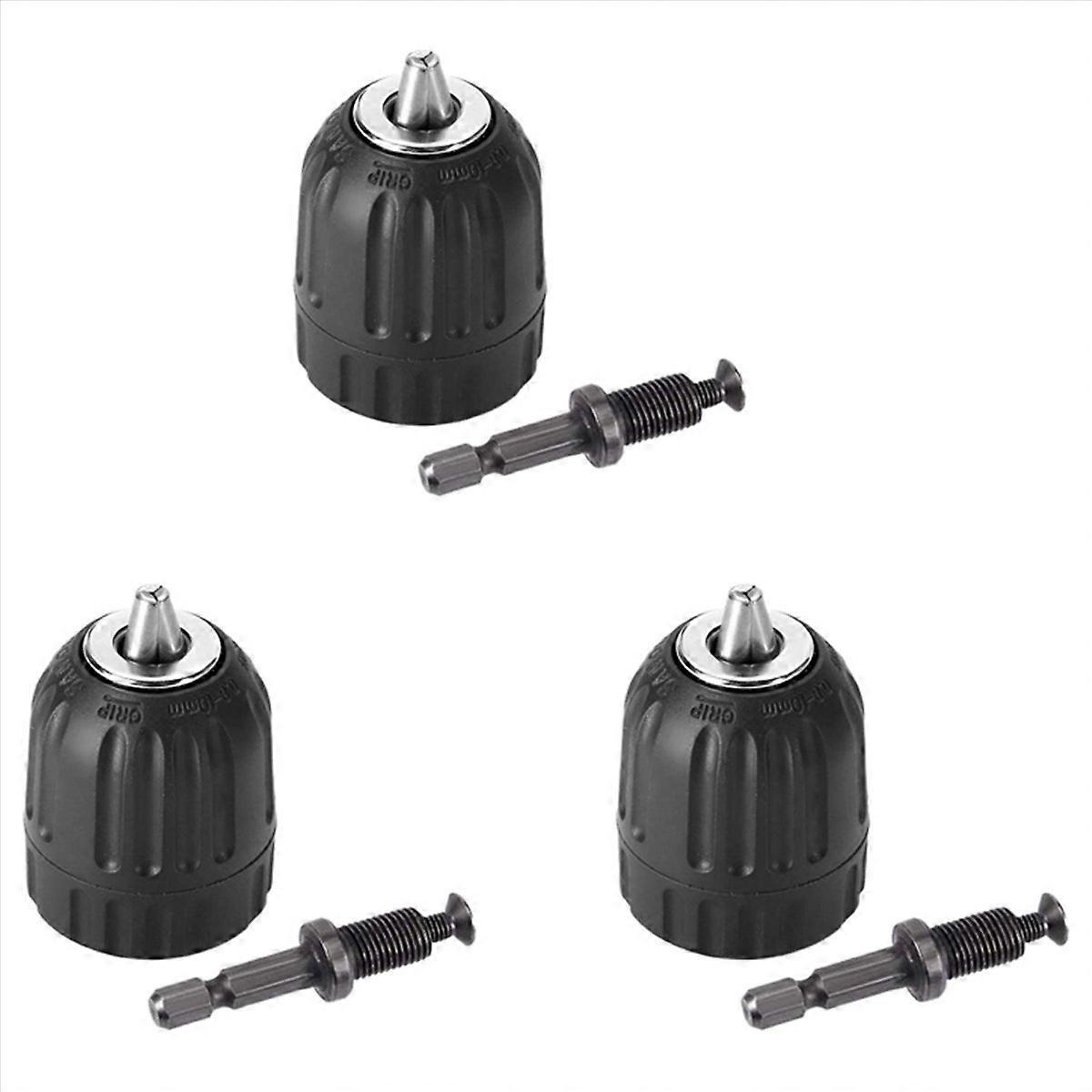 6 Pieces of Hand-Tight Chuck Set Adapter Heavy Duty 10mm Keyless Drill Chuck with Adapter Hardware T