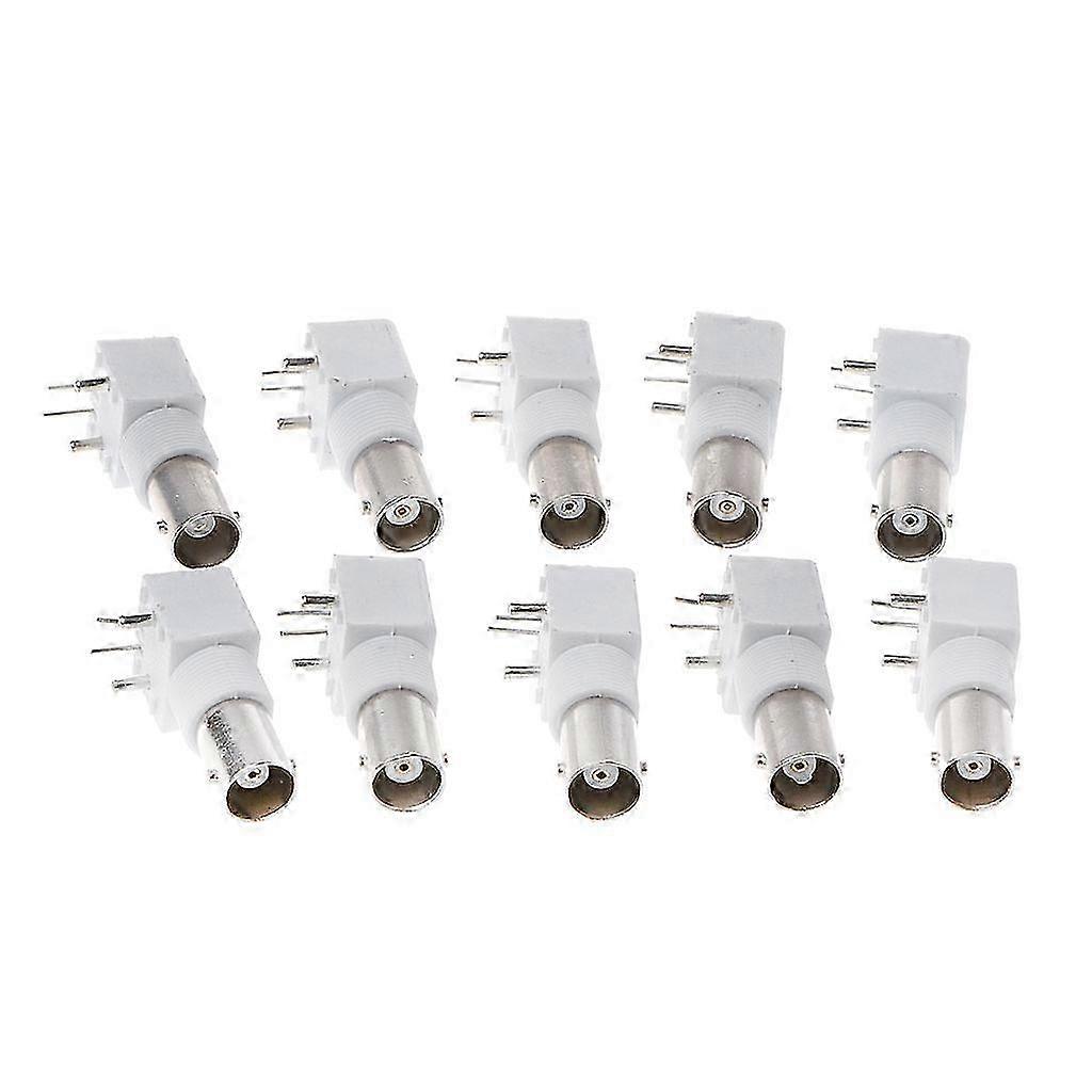 10x PC Board PCB Mount Right Angle BNC Female Jack With Bulkhead Connector