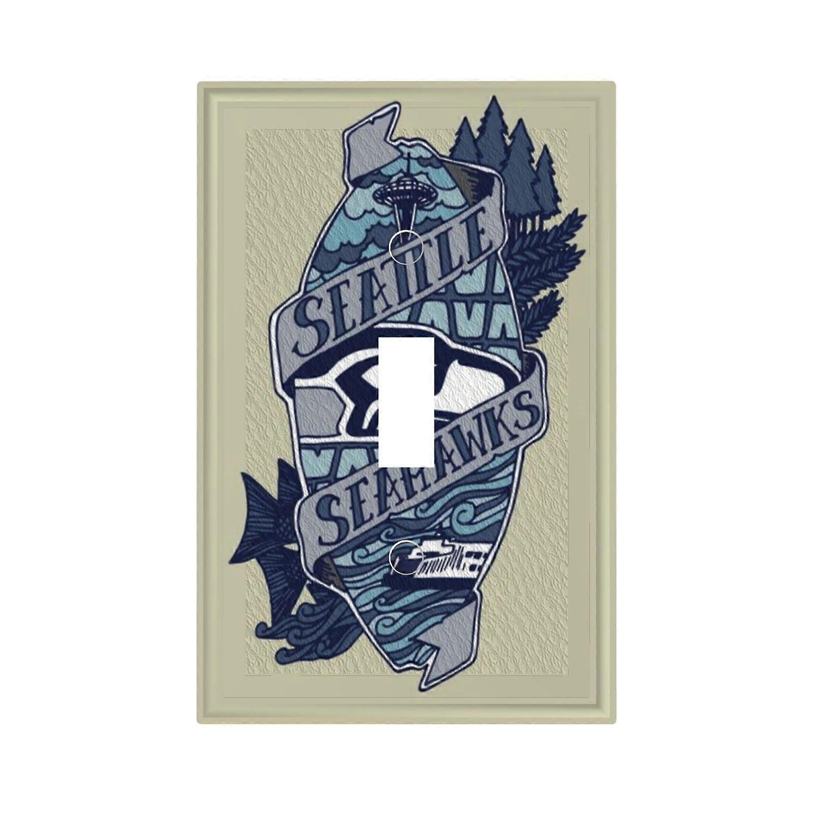 Seahawks Switching Lights Single Leather Roman Frame Switch Panel Wall Panel Single Double/Pull Light Switch