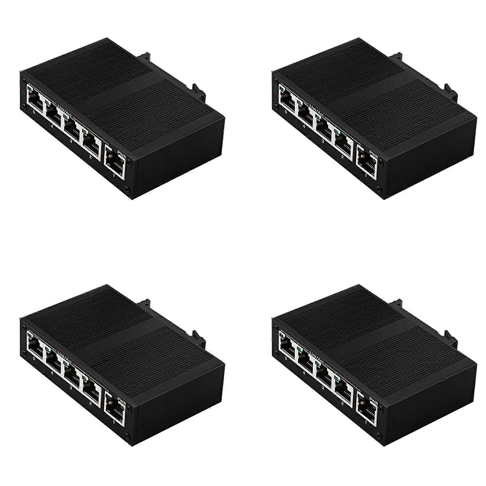 4X 5 Port 100Mbps Network Switch Ethernet Industrial Grade Switch Unmanaged Rail Type Industrial Network Splitter