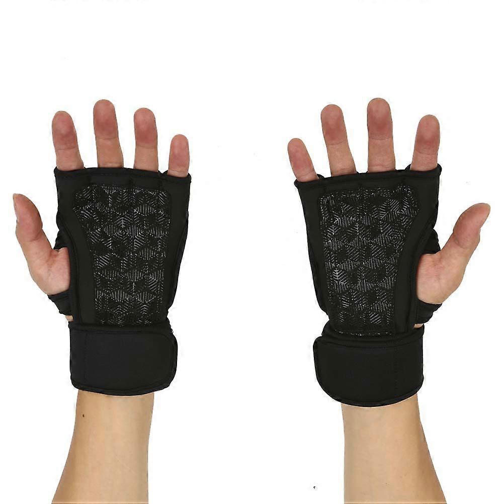 Exercise Gloves Weightlifting Fingerless Gloves for Protection 1Pair Black