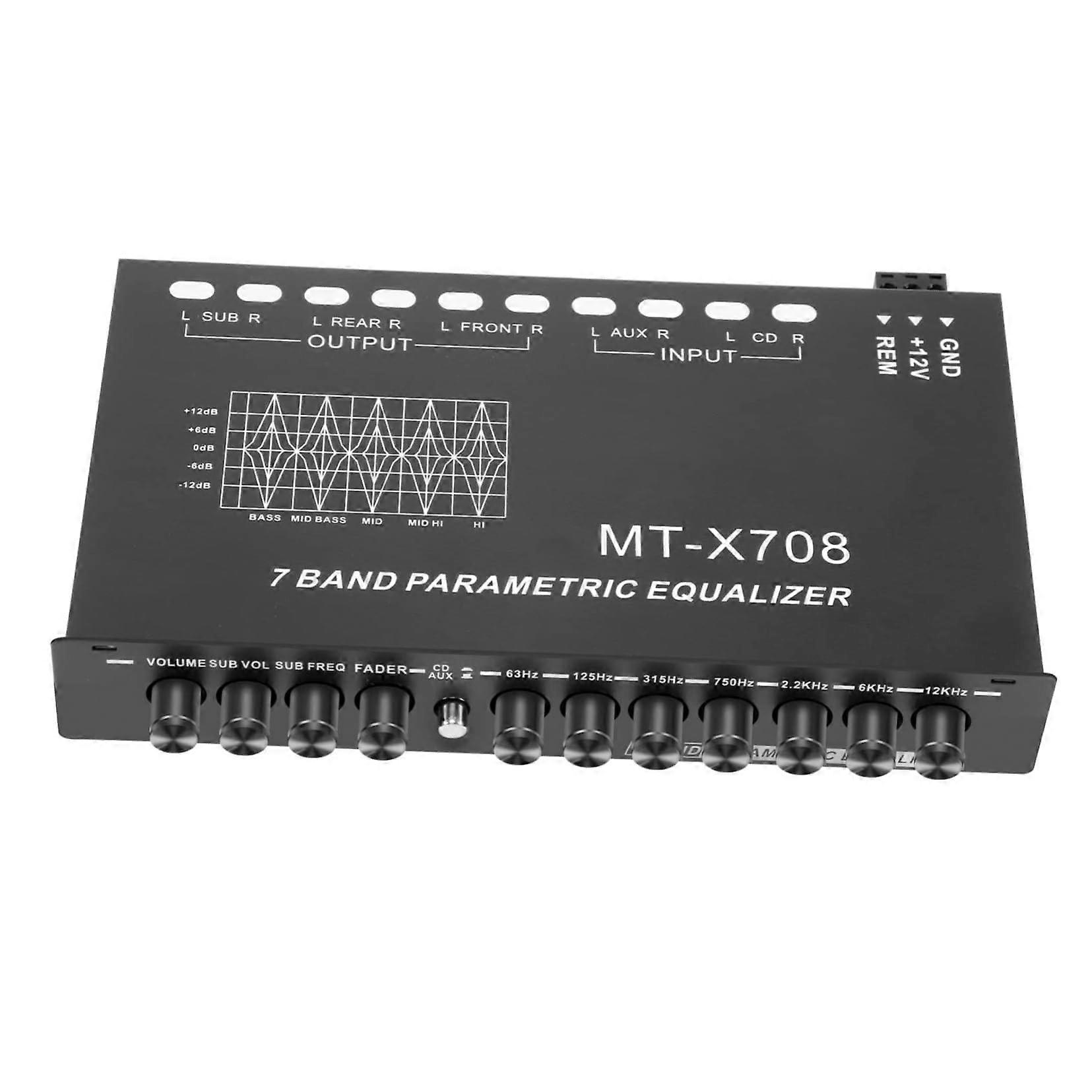 Car Audio Equalizer 7 Band with Precision Sound Control and Durable Metal for Car Stereo