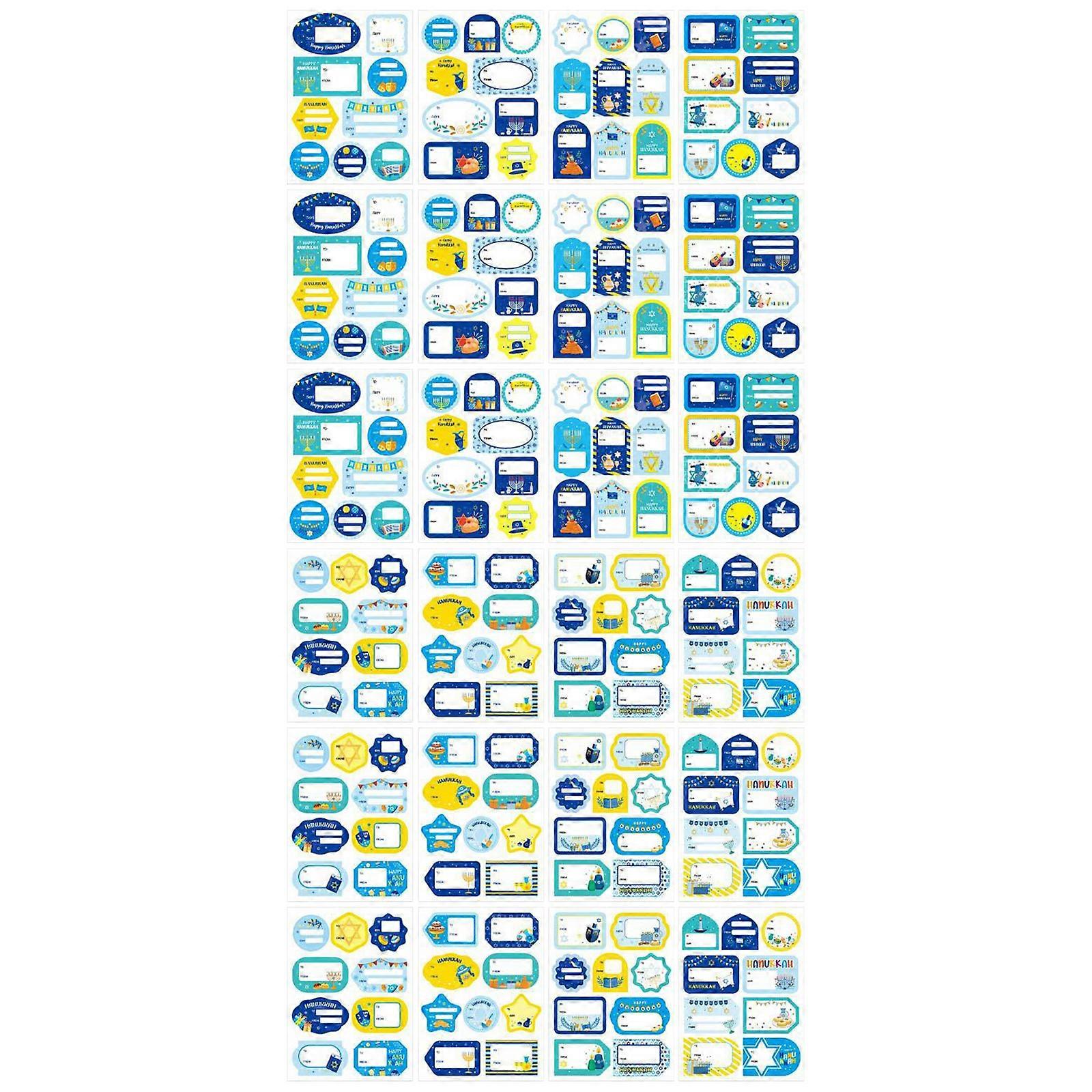 16 Sheets Hanukkah Stickers Window Decals Wrapping Labels Stickers for Gift Wrapping Planners, Calendars, Journals Multicolor