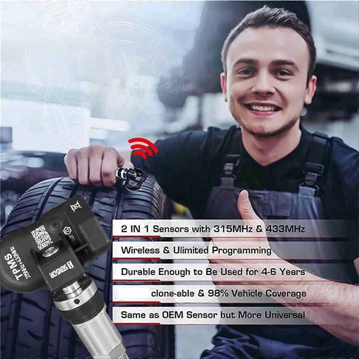 8Pcs Programmable TPMS MX Sensor 315MHZ+433MHz Tire Pressure Sensor