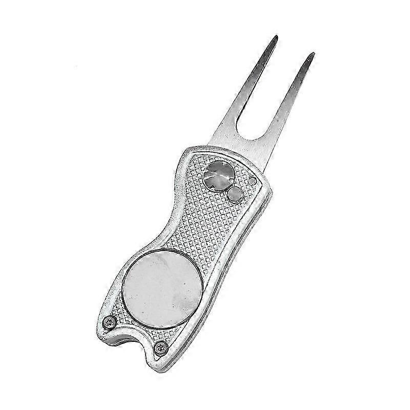 Divot Tool for Golf, Folding Repair Fork with Spring and Alloy Handle