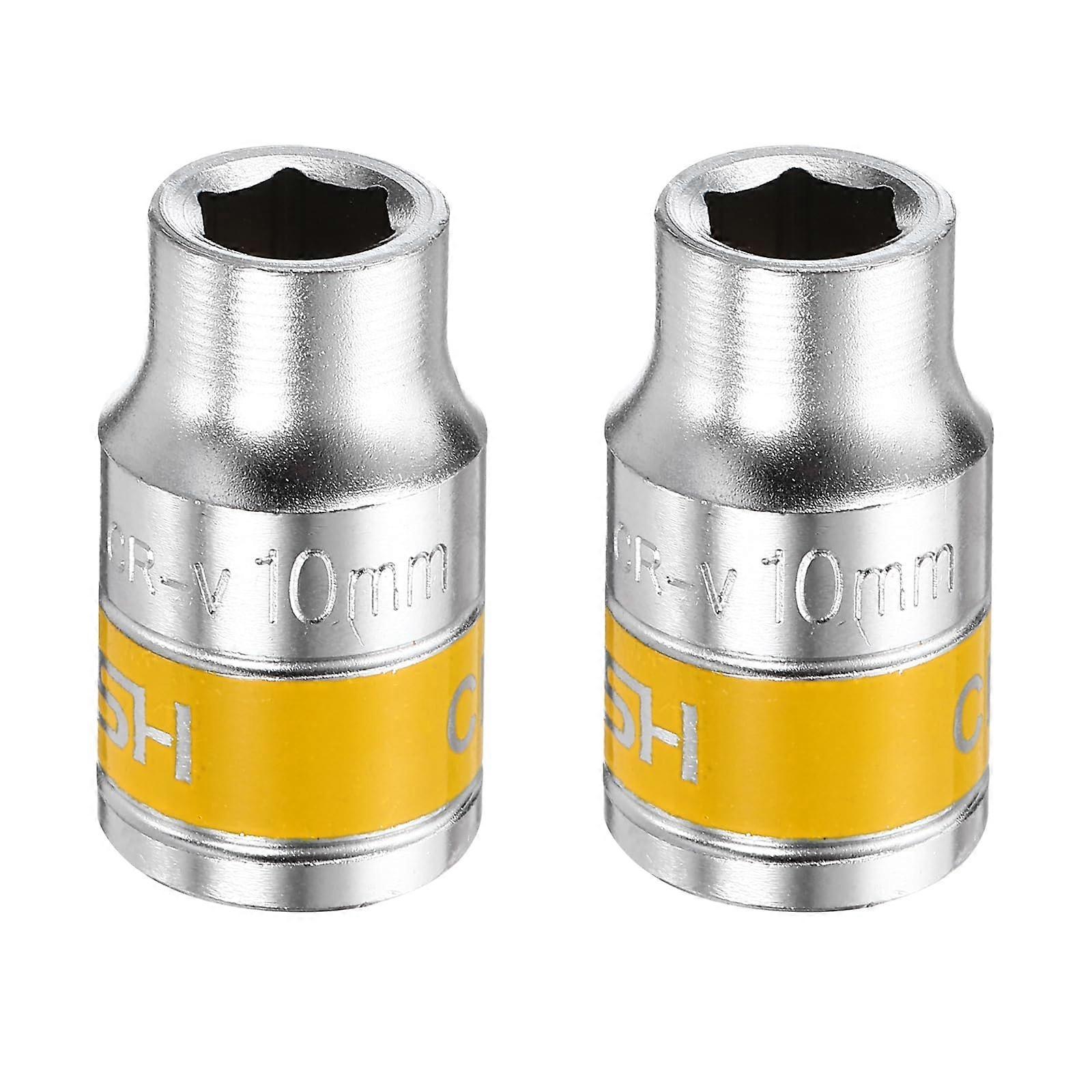 2pcs 1/2 Inch Drive 10mm Impact Socket, 6 Point CRV Steel Metric Shallow Socket for Automotive