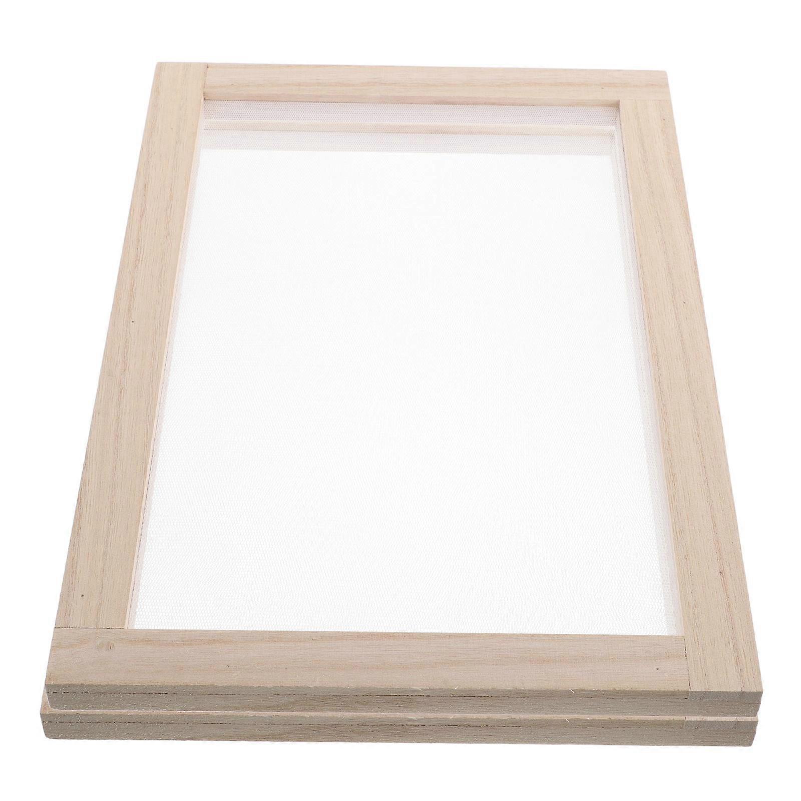 DIY Wooden Paper Making Frame for Handmade Paper 2Pcs Beige Craft Mesh