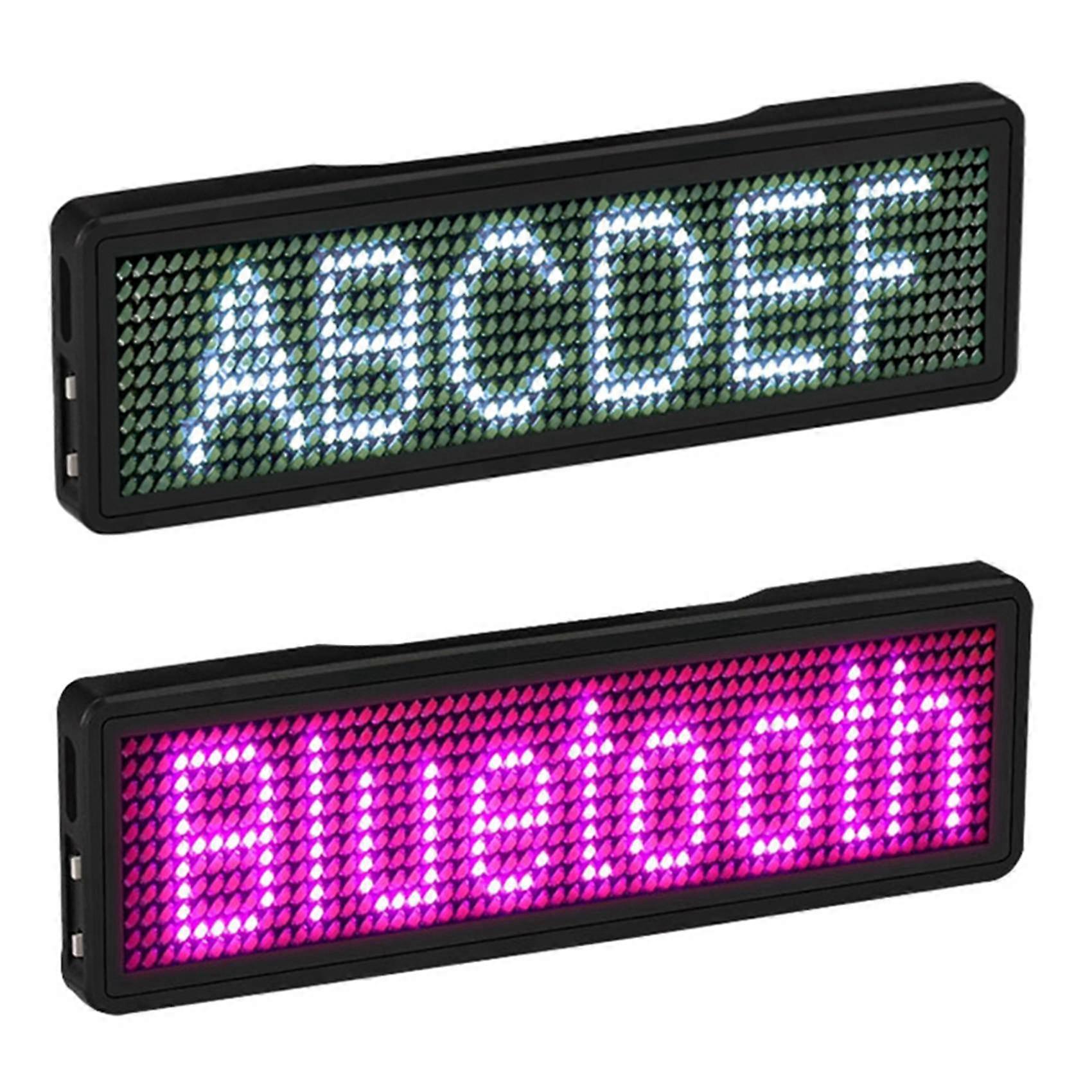 2PCS Bluetooth LED Name Badge Light Sign DIY Programmable Scrolling Message Board Display LED,Type 3 & Type 9