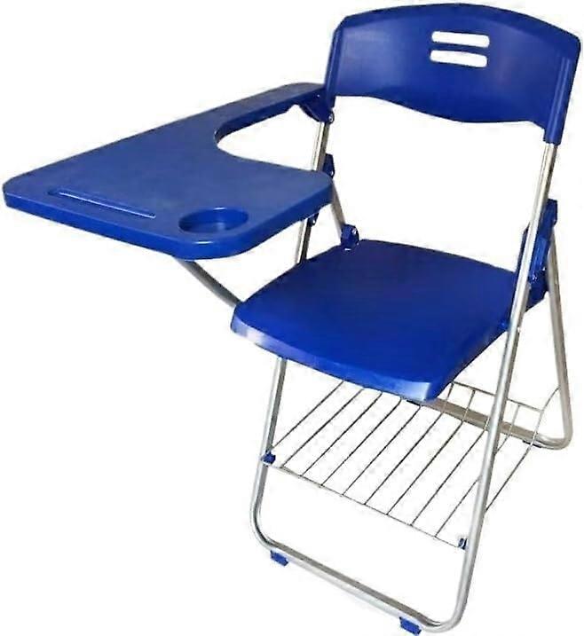 Folding Conference Chair with Writing Board, Lumbar Support, Mesh Back and Underseat Storage Blue