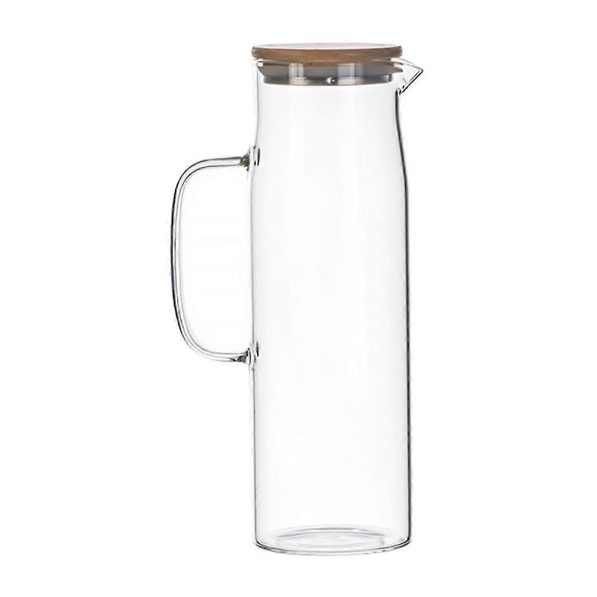 Large Capacity Borosilicate Glass Pitcher with Lid, Heat Resistant Water Jug for Juice and Tea