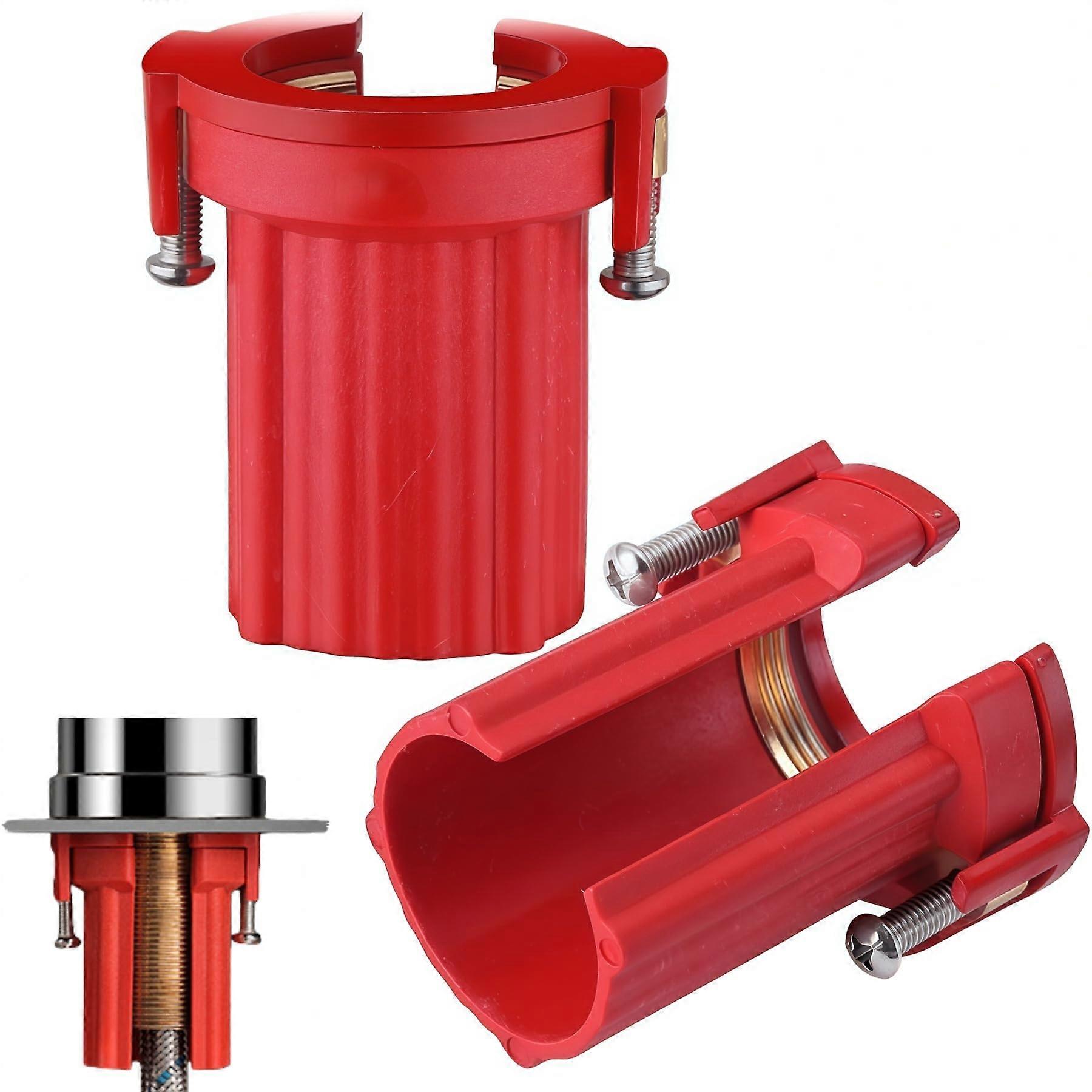 2PCS Kitchen Faucet Fixing Nut Plastic Threaded Lock Nut for Secure Kitchen and Bathroom Installation (Red)