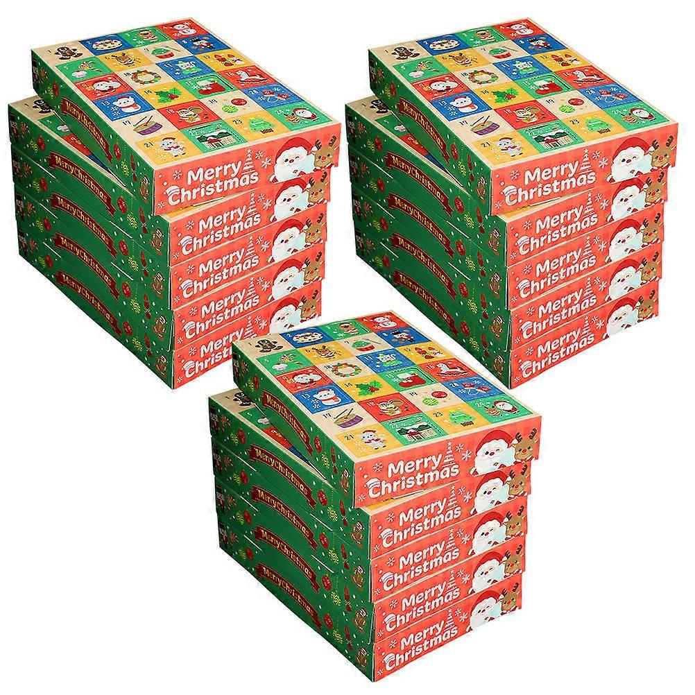 Christmas Advent Calendar Box for Candy Storage 15Pcs Empty 24-Days Countdown Boxes