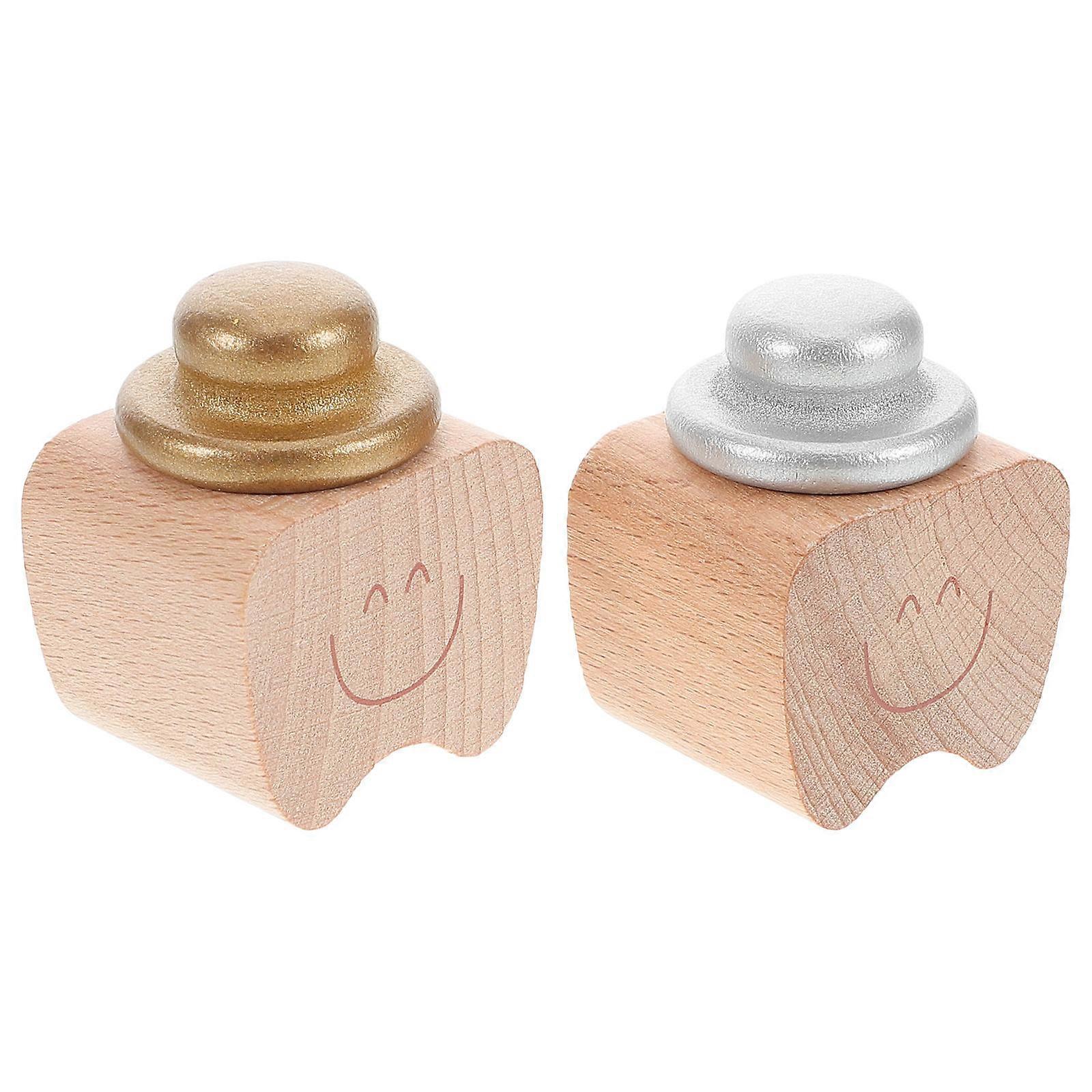 Assorted Color Wooden Baby Teeth Storage Box for Storage 2Pcs