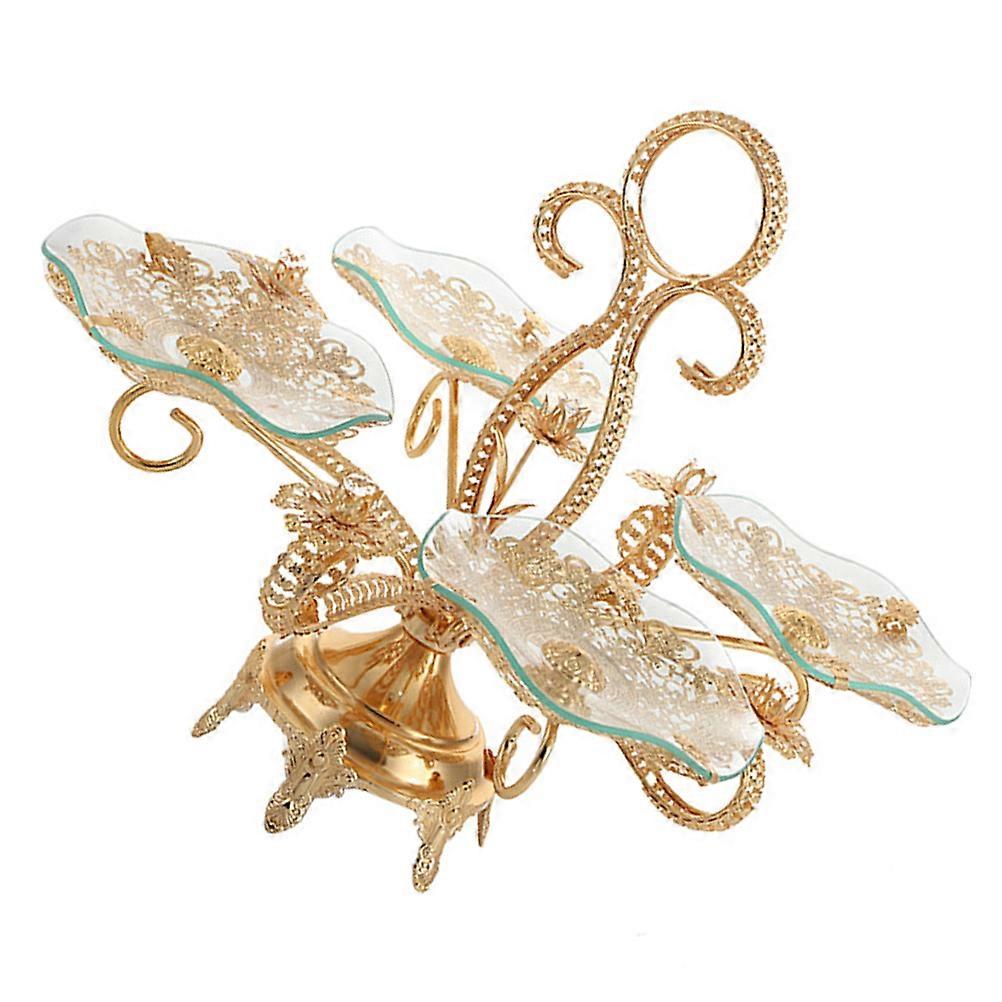 Serving Tray Retro Style Fruit Plate Multi-Layer Design Home Use 52x42cm Snack Serving 1Set