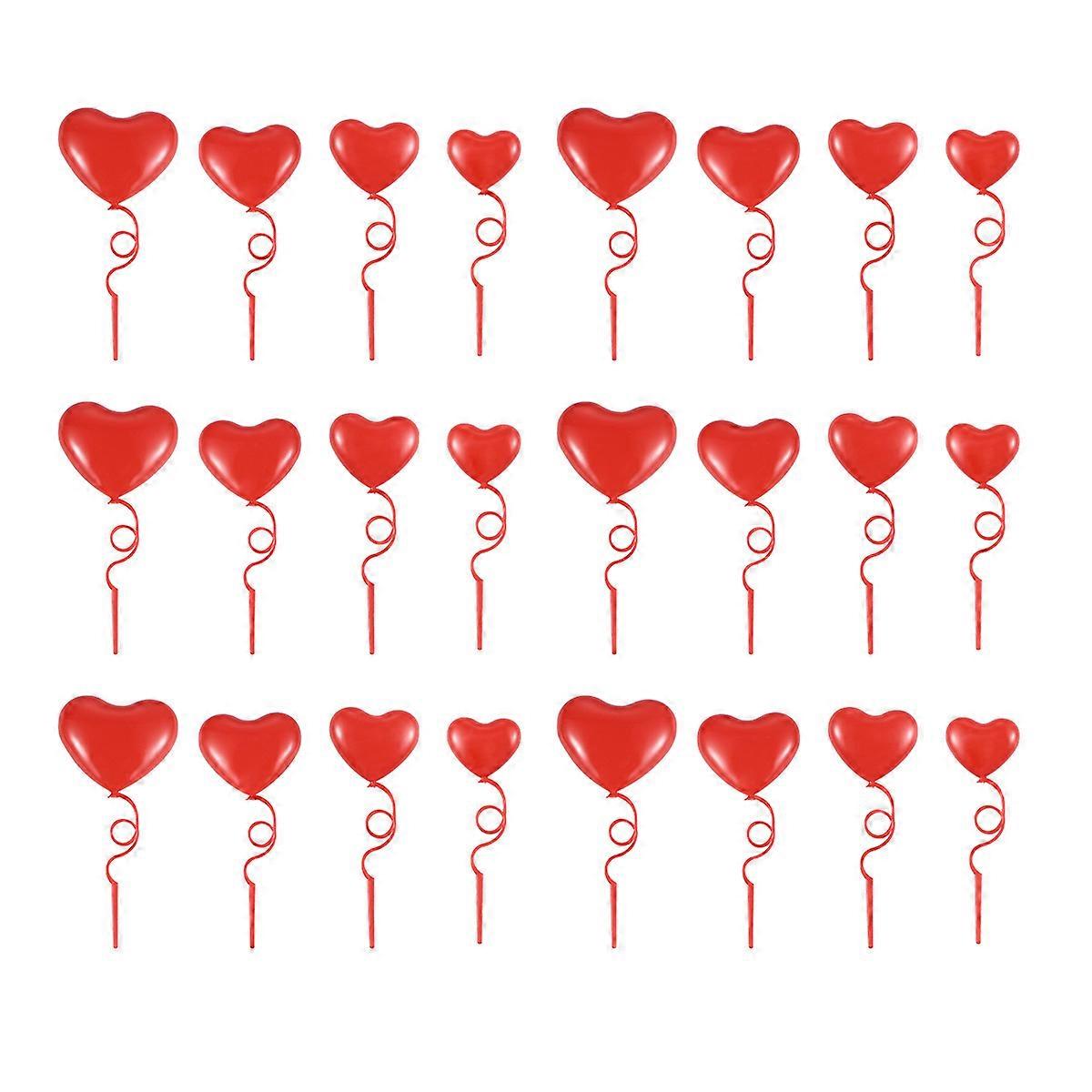 Cake Picks Red Heart-Shaped Cake Toppers for Wedding 32Pcs Set