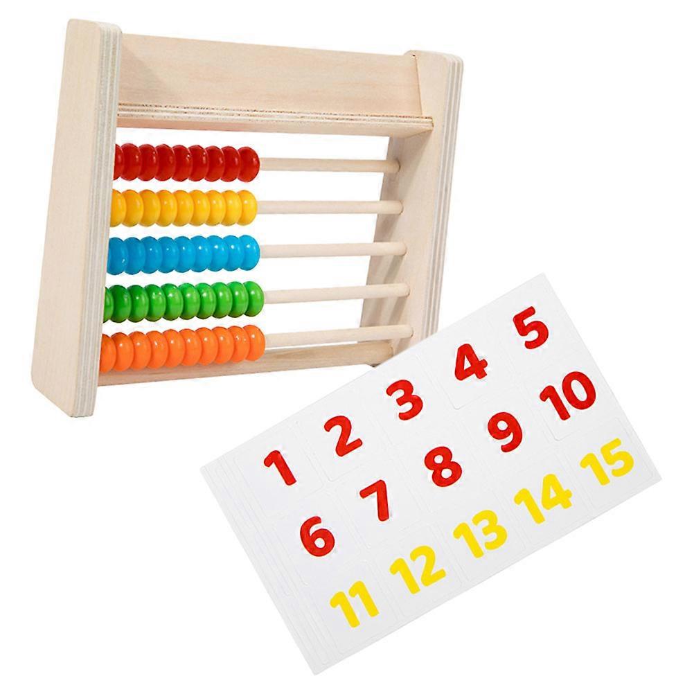 Wood Abacus for Preschool Math Learning Toy with Number Cards 2Sets