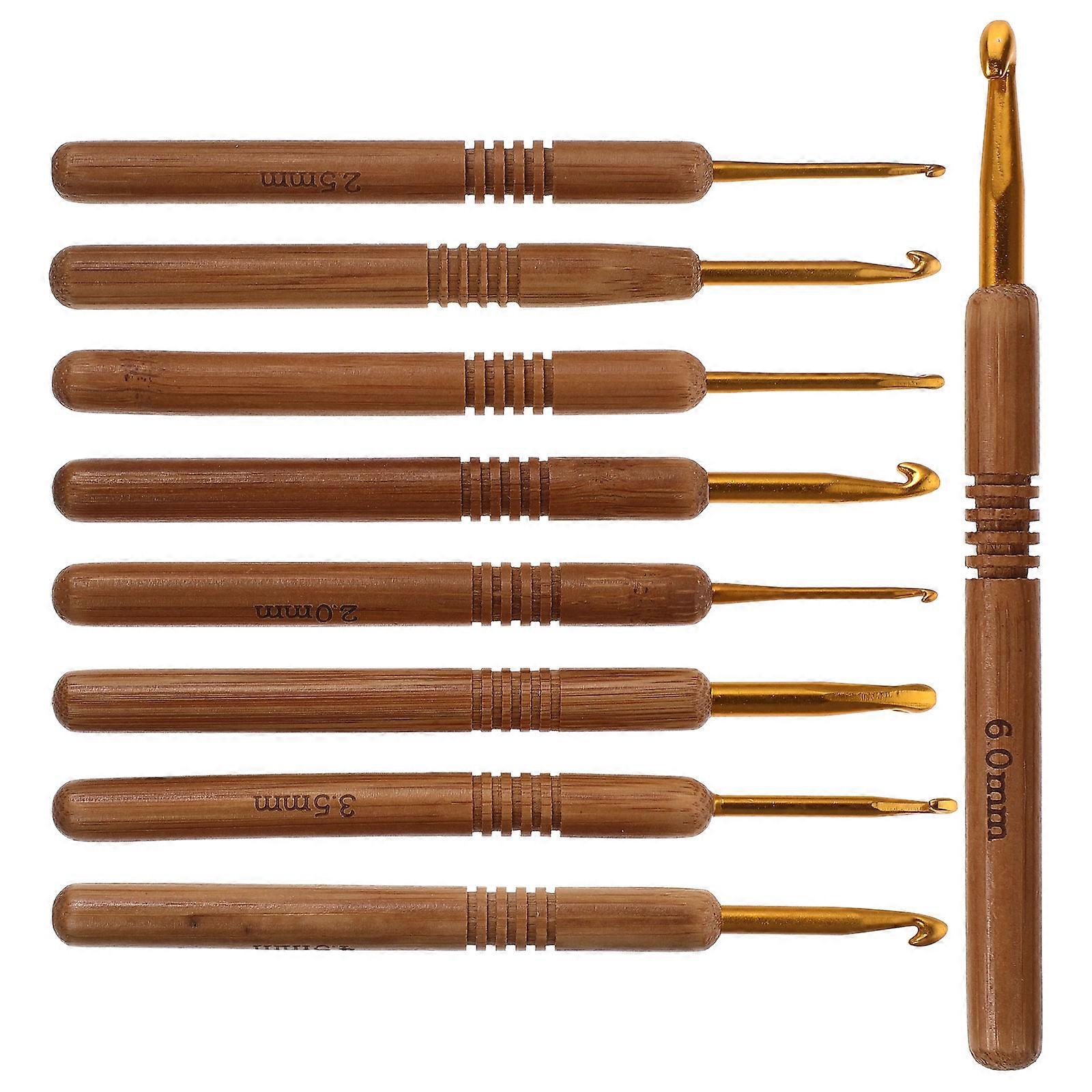 Bamboo Crochet Hooks 9Pcs Set for Knitting Durable Yarn Craft Tools