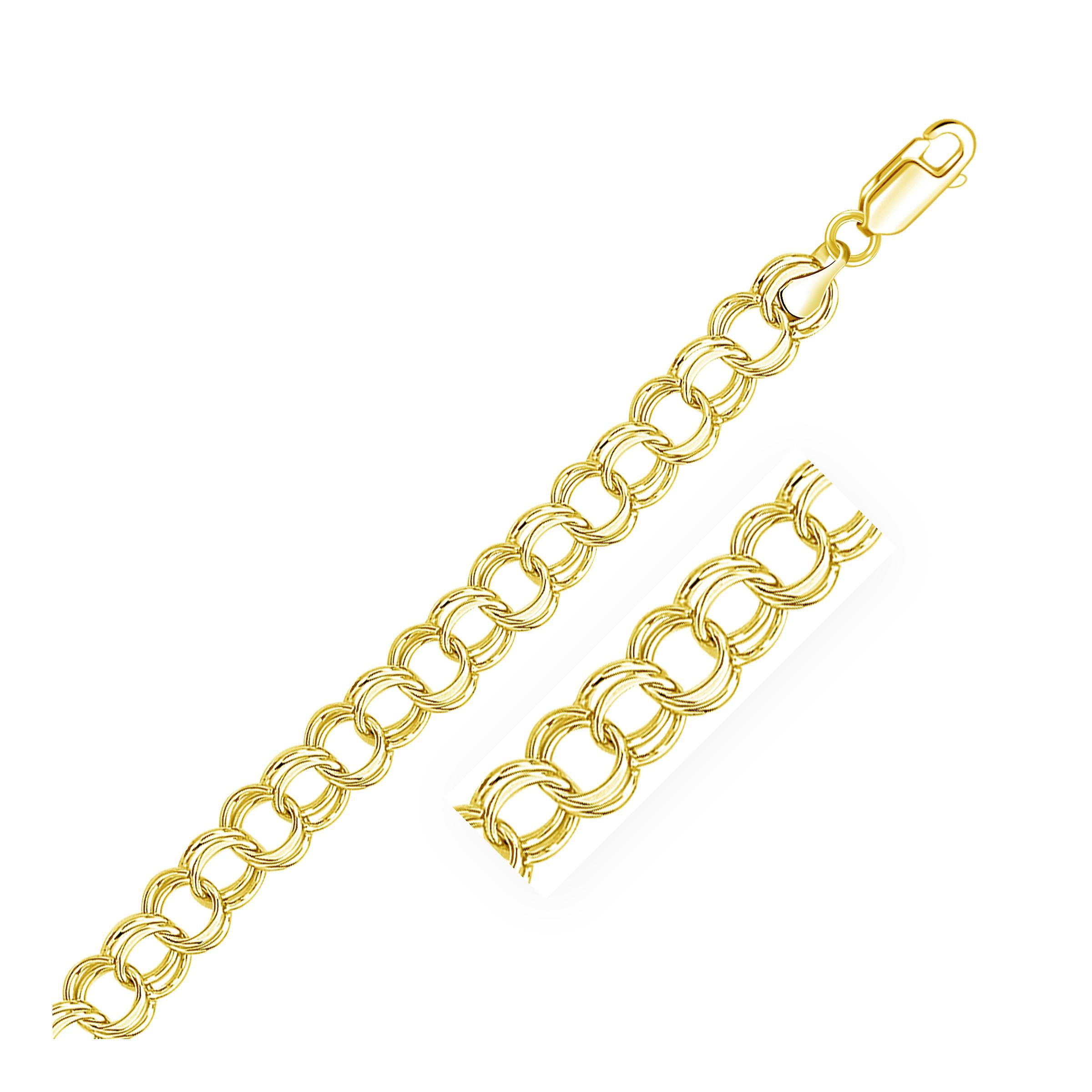 Bracelet de charme double double gold jaune de 9,0 mm 14k