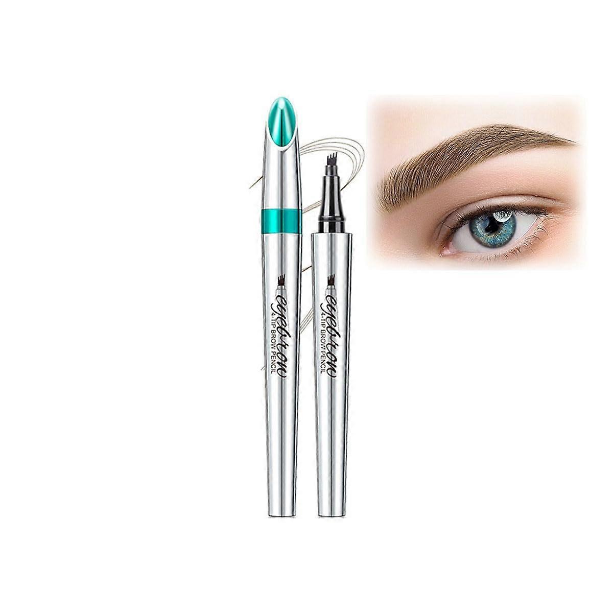 Waterproof Microblading Eyebrow Pencil Light Brown 2 Pack, 4 Tip Precision Smudge Proof 36H Wear